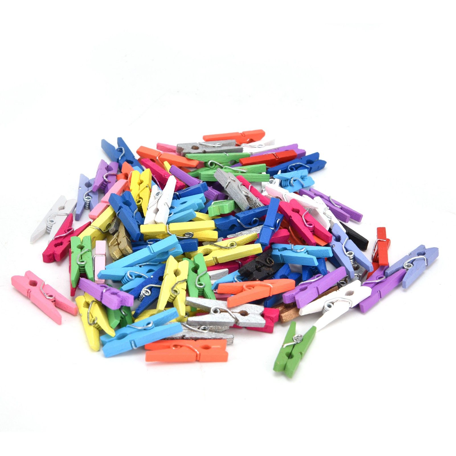 100PCS Wooden Clip Mini Color Wood Clip Birch Card Photo Clip with 10m Rope view 14