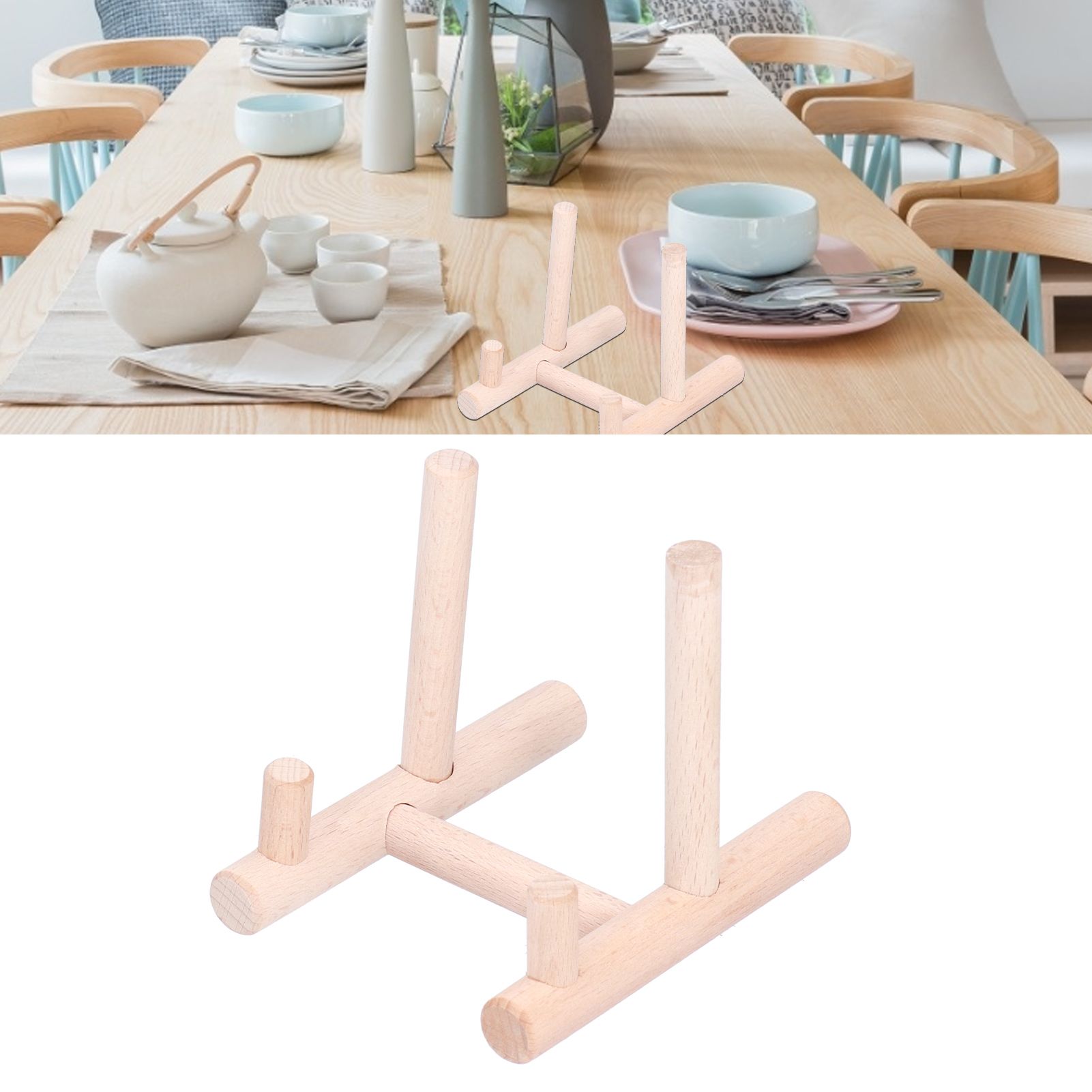 Wooden Desktop Ornament Household Modern Plate Holder Stand Home Decoration view 12