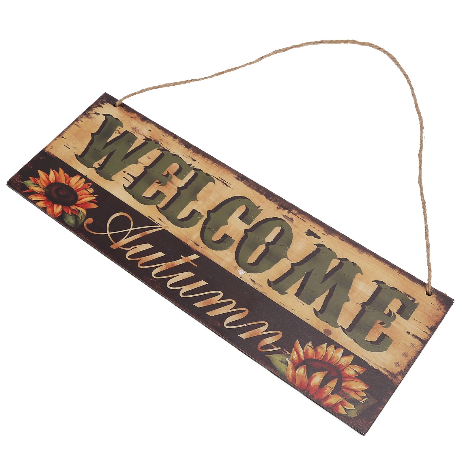 Wooden Door Hanging Plague with Pumpkin Sunflower Pattern for Indoor Outdoor view 3