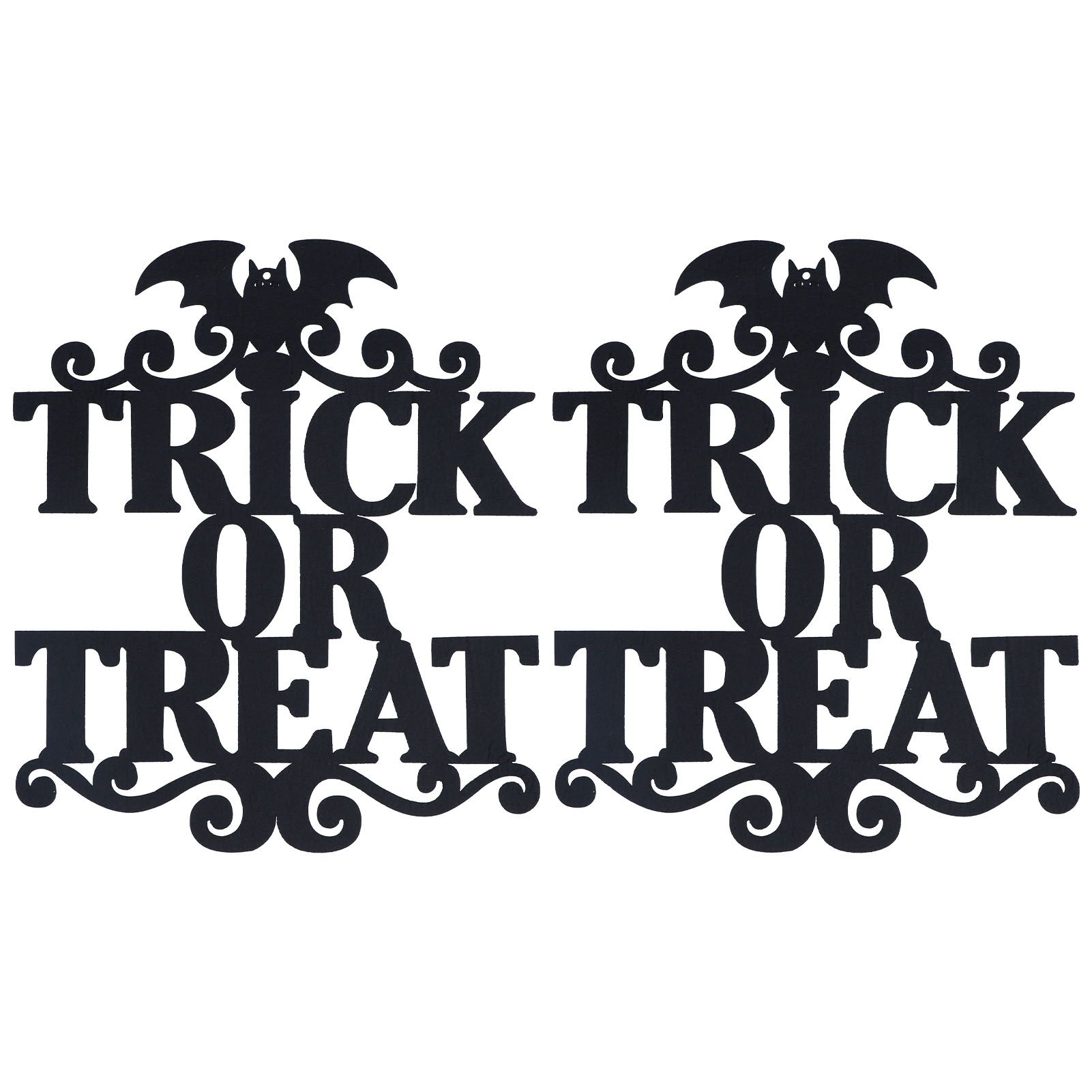 2Set Non Woven Fabric Halloween Hanging Sign Trick Or Treat Hanger for Front view 2