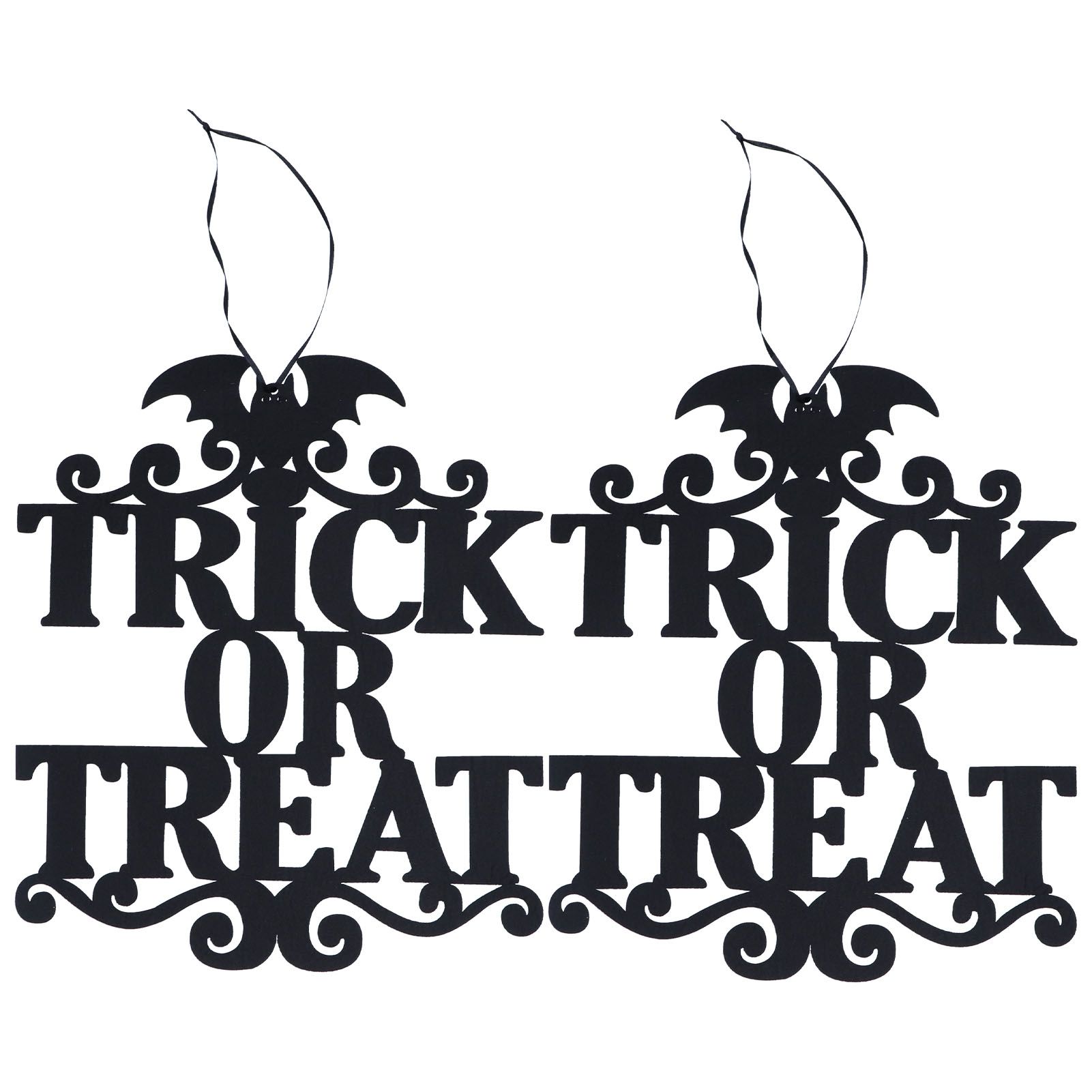 2Set Non Woven Fabric Halloween Hanging Sign Trick Or Treat Hanger for Front view 7