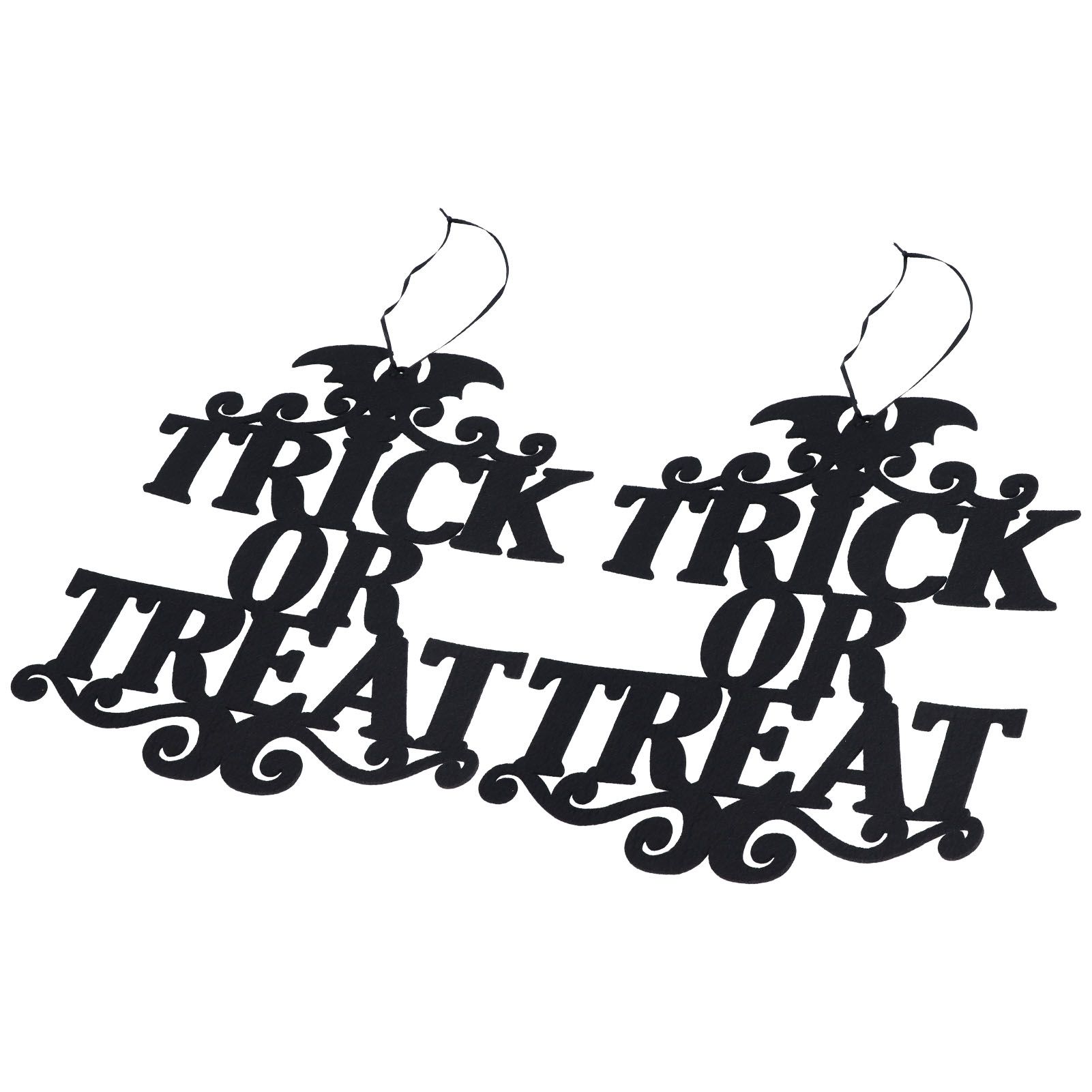 2Set Non Woven Fabric Halloween Hanging Sign Trick Or Treat Hanger for Front view 9