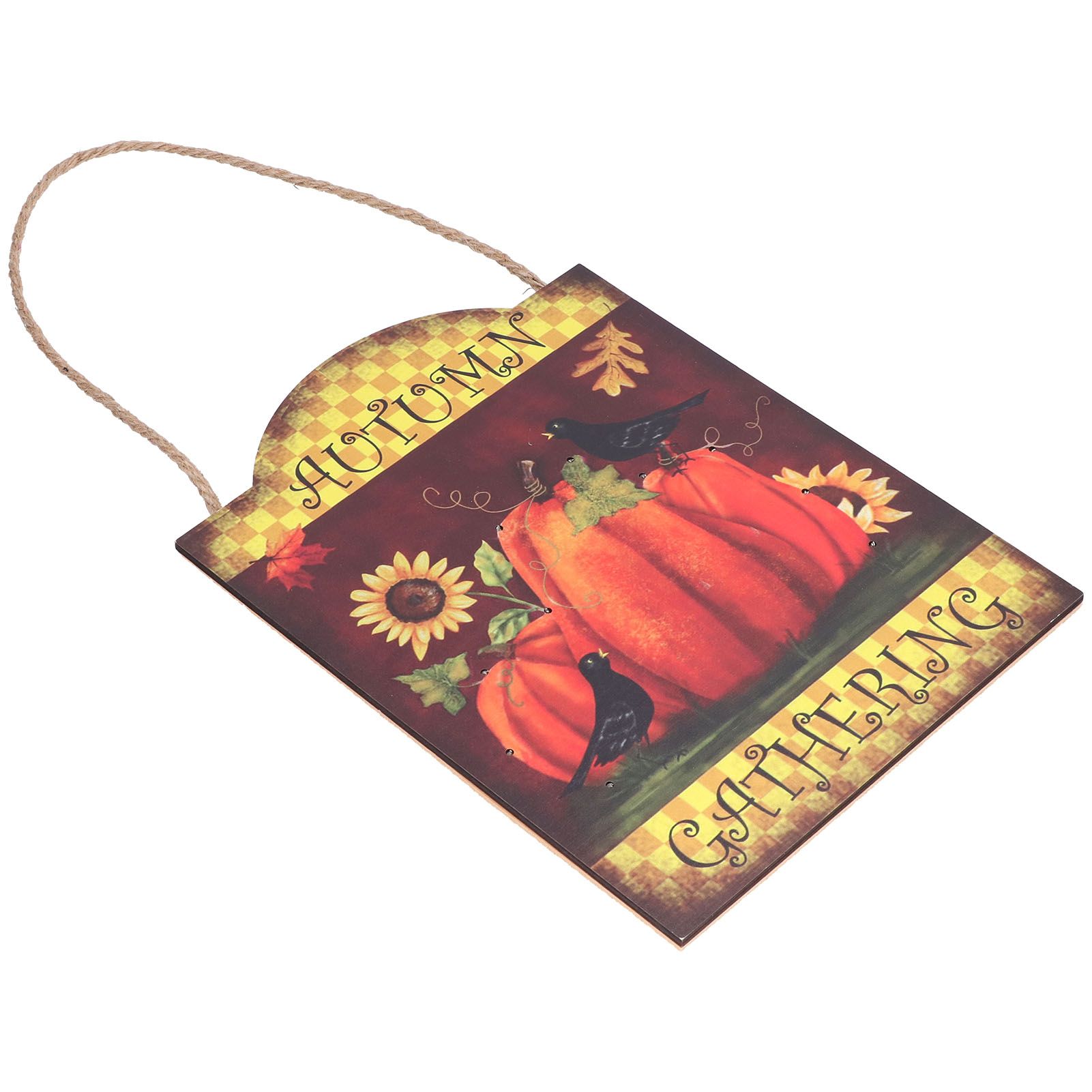 Pumpkin Turkey Pattern Wooden Hanging Board Sign with LED Light for Indoor view 2
