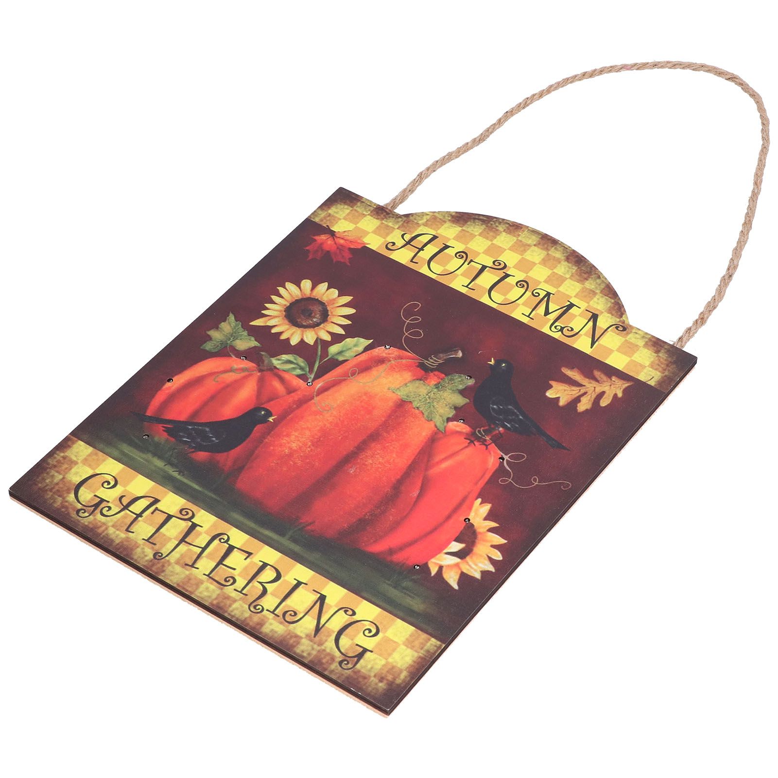 Pumpkin Turkey Pattern Wooden Hanging Board Sign with LED Light for Indoor view 3