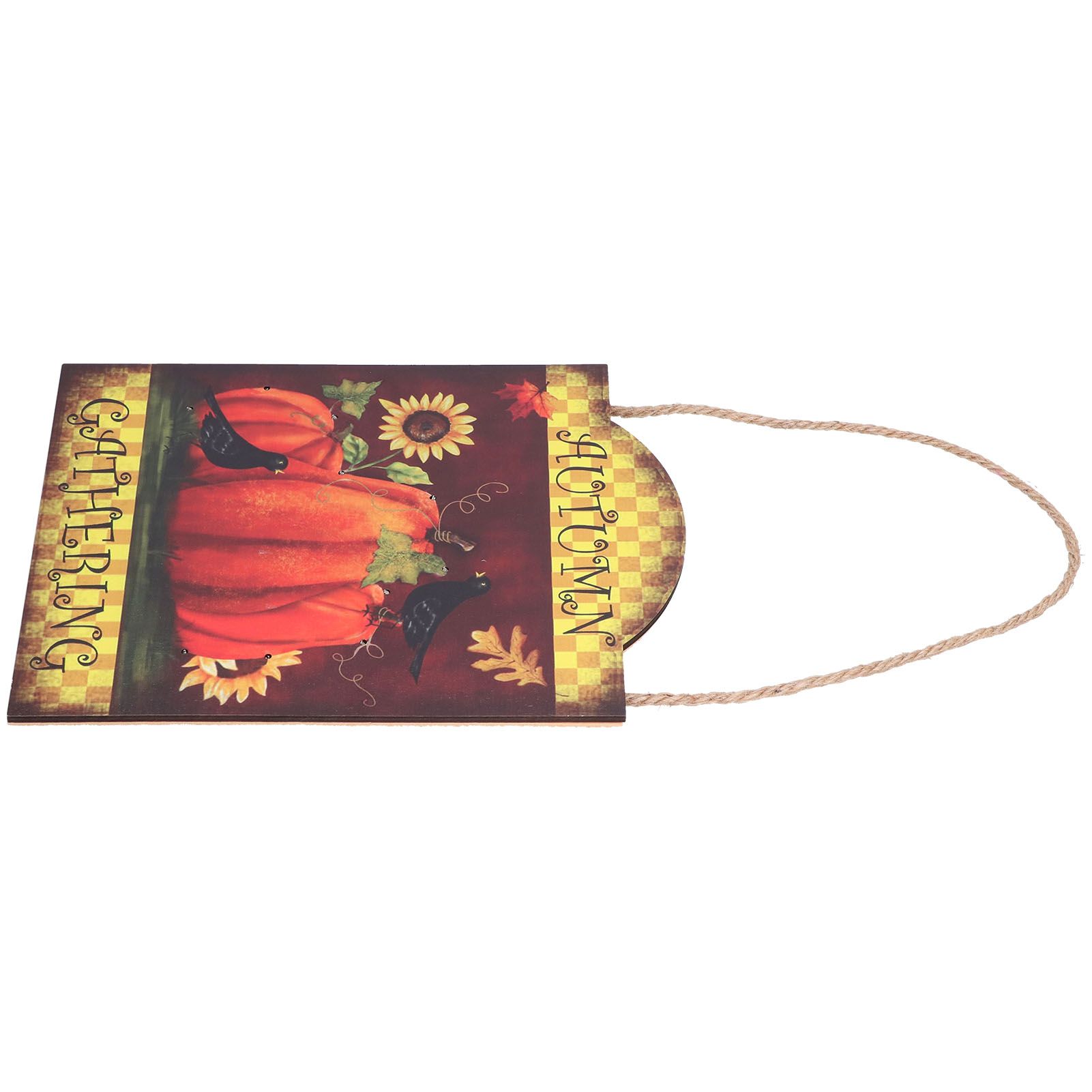 Pumpkin Turkey Pattern Wooden Hanging Board Sign with LED Light for Indoor view 4