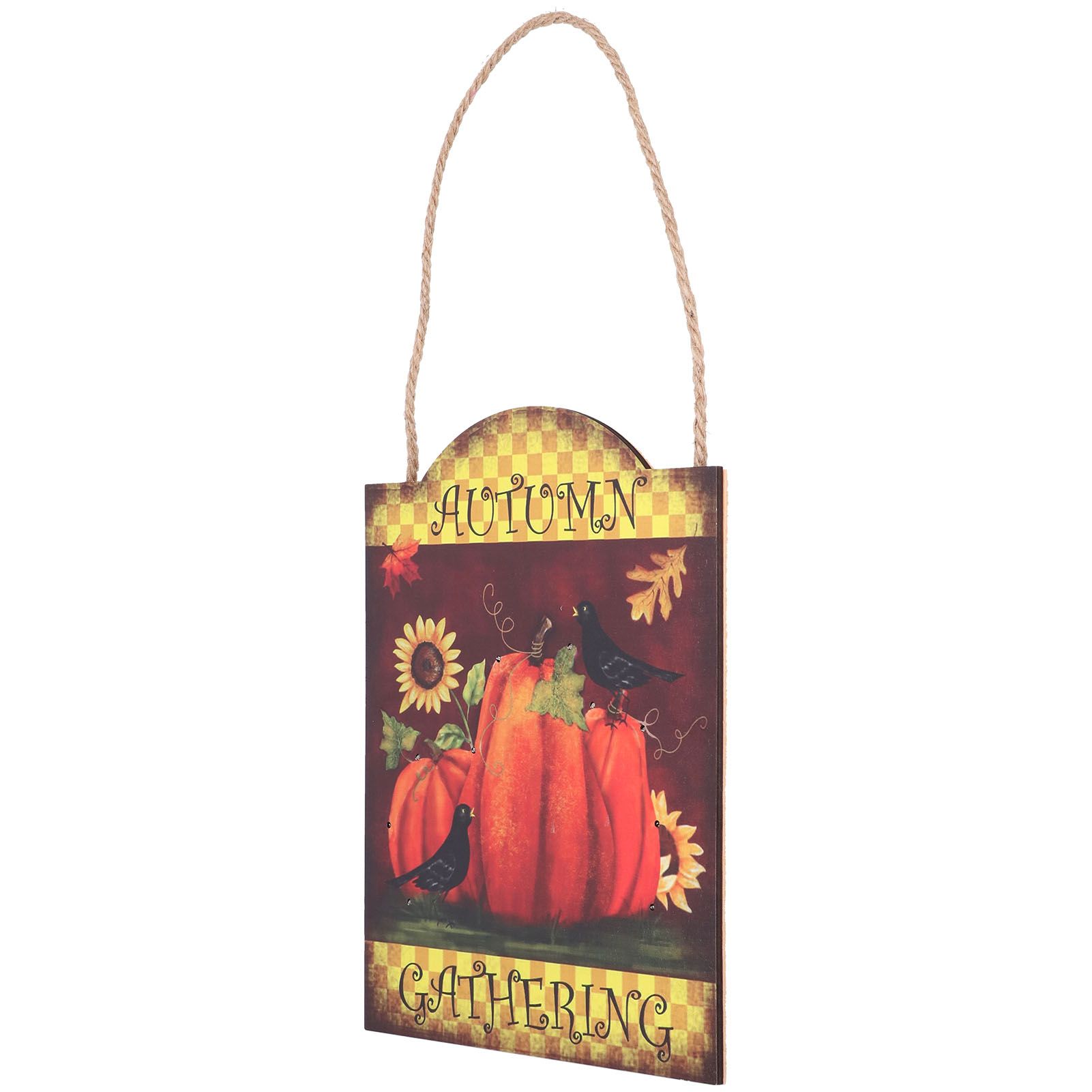 Pumpkin Turkey Pattern Wooden Hanging Board Sign with LED Light for Indoor view 5