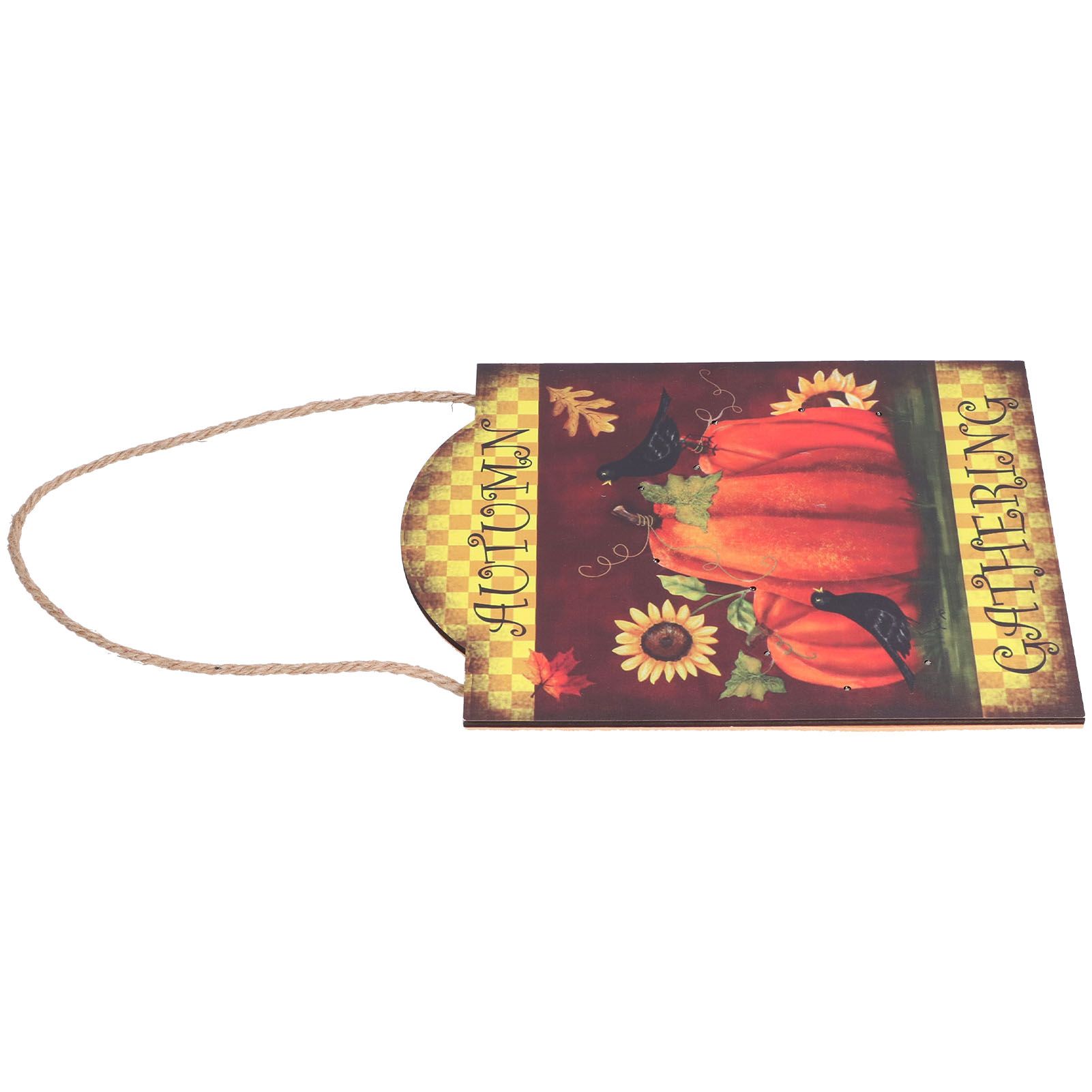 Pumpkin Turkey Pattern Wooden Hanging Board Sign with LED Light for Indoor view 6