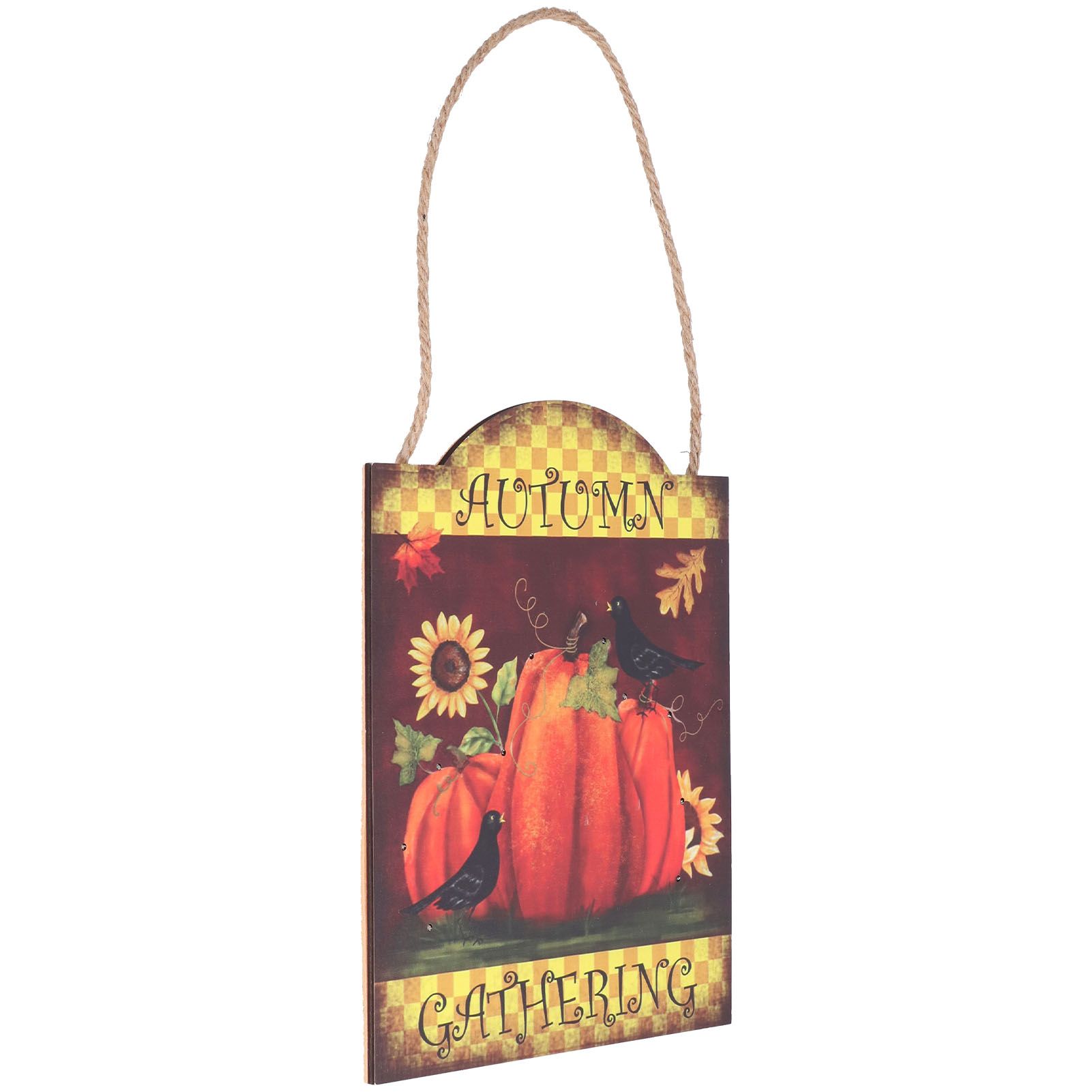 Pumpkin Turkey Pattern Wooden Hanging Board Sign with LED Light for Indoor view 7