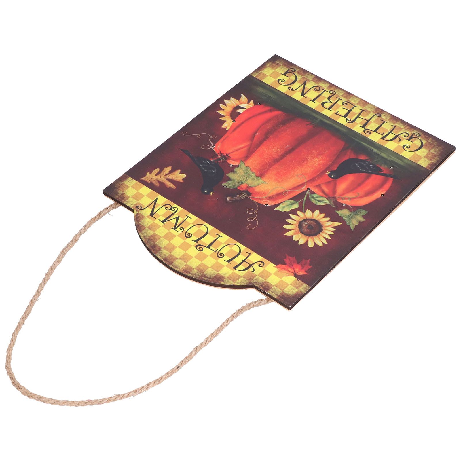 Pumpkin Turkey Pattern Wooden Hanging Board Sign with LED Light for Indoor view 8
