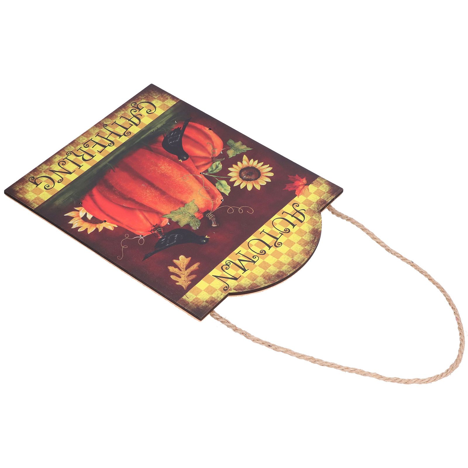 Pumpkin Turkey Pattern Wooden Hanging Board Sign with LED Light for Indoor view 9