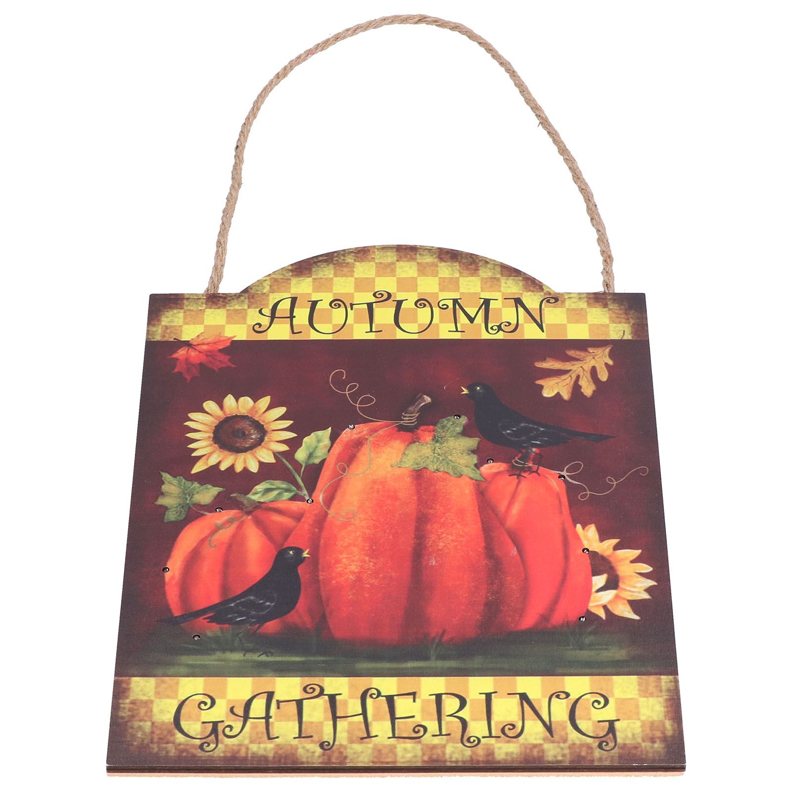 Pumpkin Turkey Pattern Wooden Hanging Board Sign with LED Light for Indoor view 10