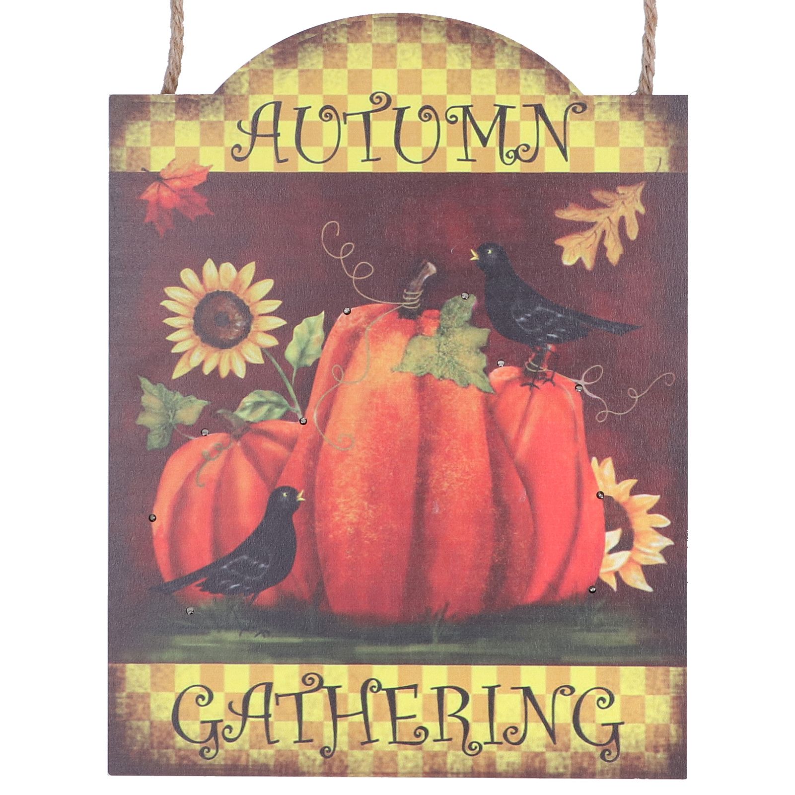 Pumpkin Turkey Pattern Wooden Hanging Board Sign with LED Light for Indoor view 13