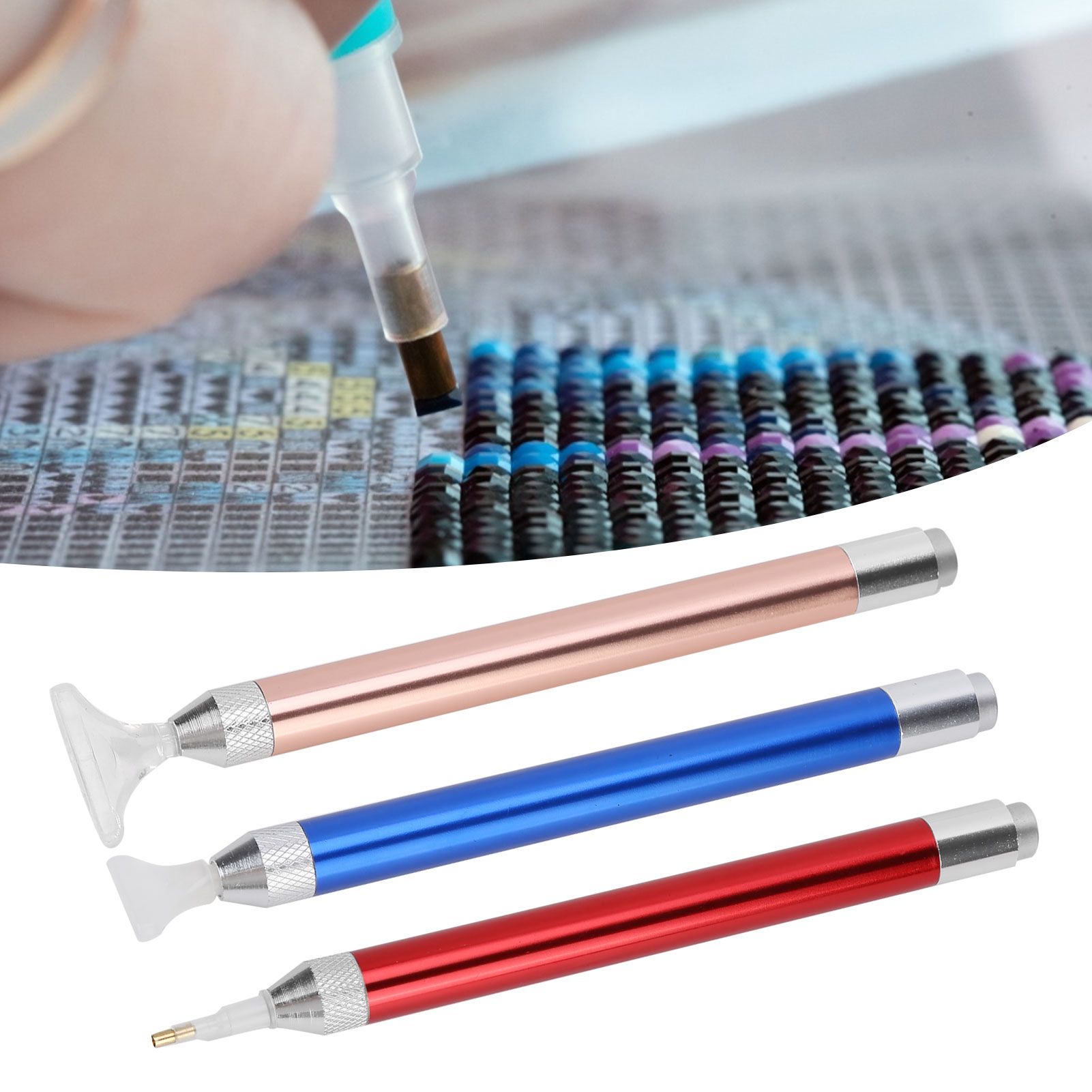 3Set Luminous Diamond Painting Pen with Magnifier for 5D DIY Diamond Art Cross view 11