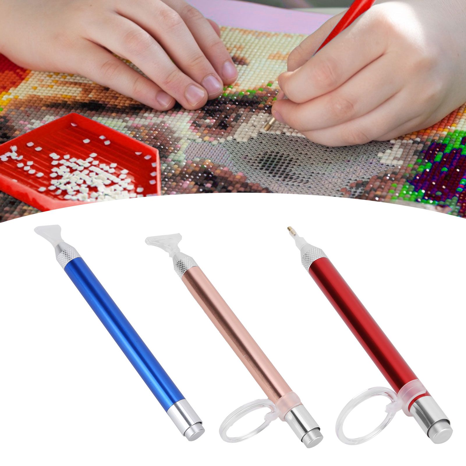 3Set Luminous Diamond Painting Pen with Magnifier for 5D DIY Diamond Art Cross view 12