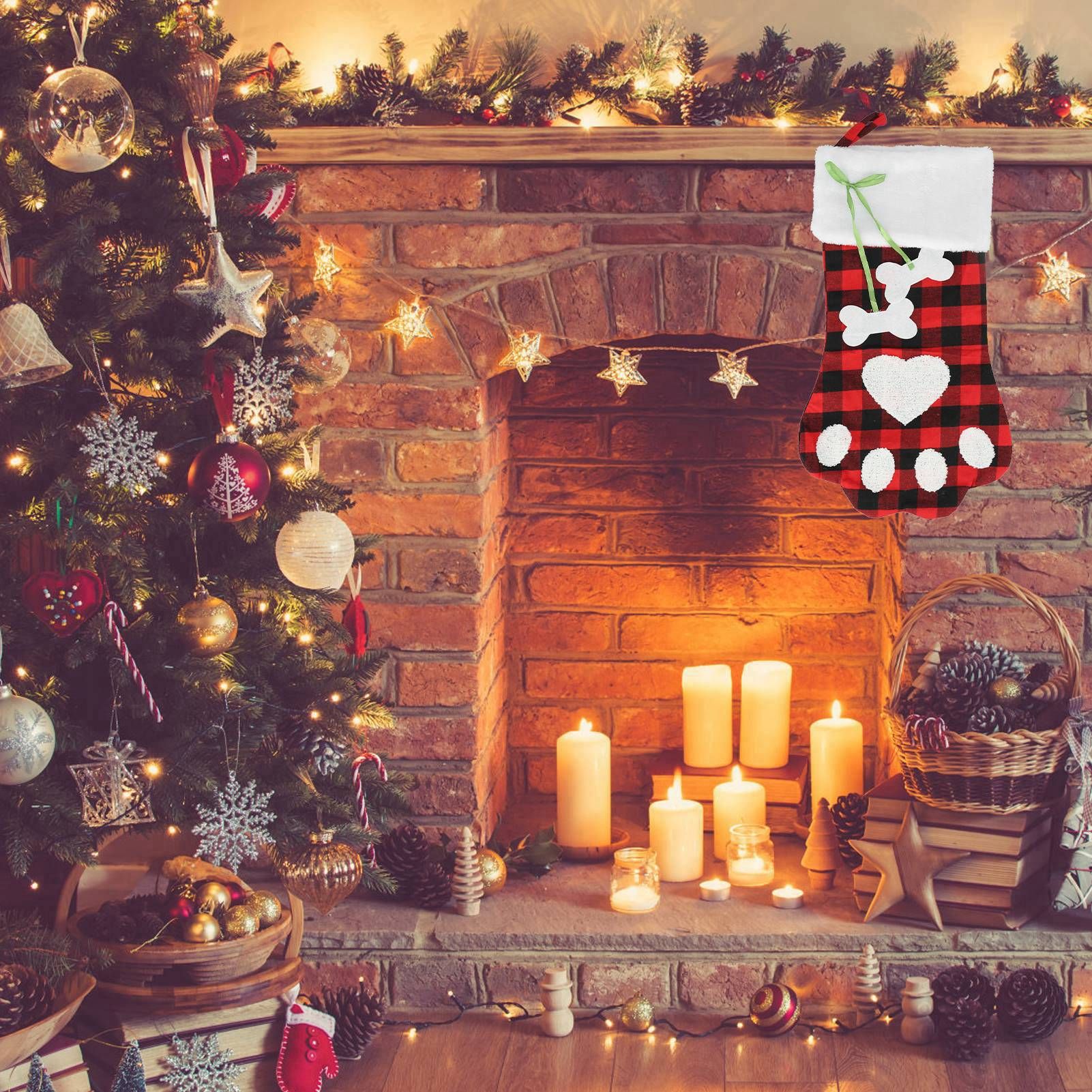 Paw Christmas Stockings Cute Dog Paw Hanging Christmas Stockings for Holiday view 11