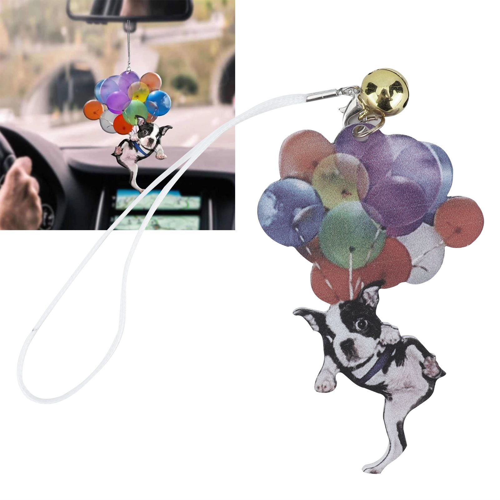 Car Pendant Cartoon Cute French Bulldog Color Balloon Car Decoration for view 11