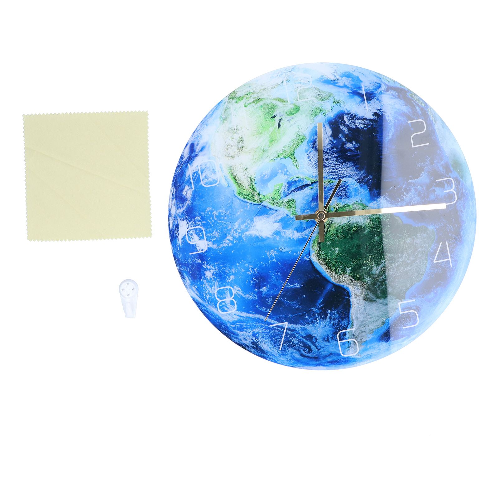 Earth Wall Clock Acrylic Silent Movement Accurate Cutting Stable Non Ticking view 3