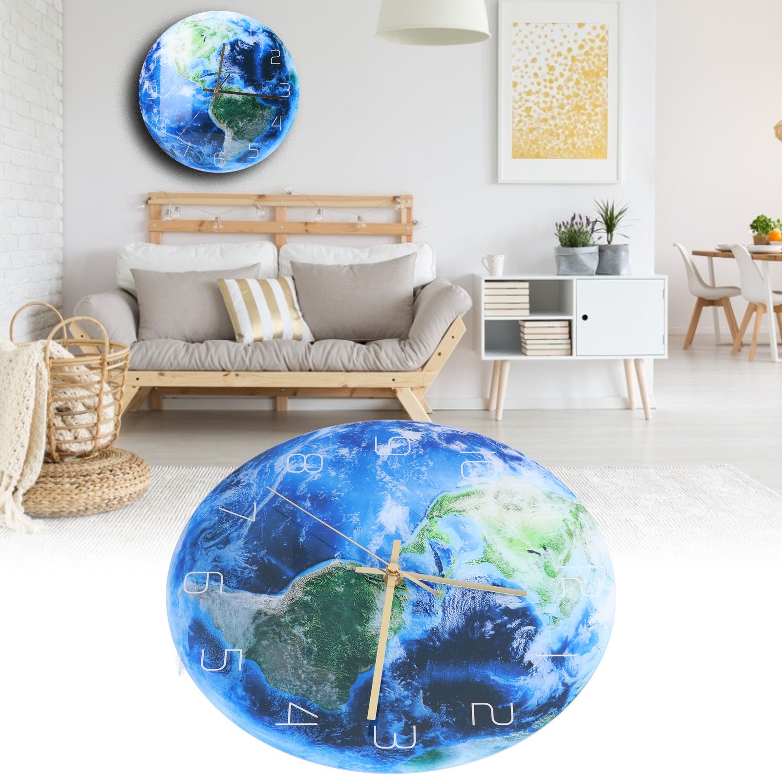 Earth Wall Clock Acrylic Silent Movement Accurate Cutting Stable Non Ticking view 11