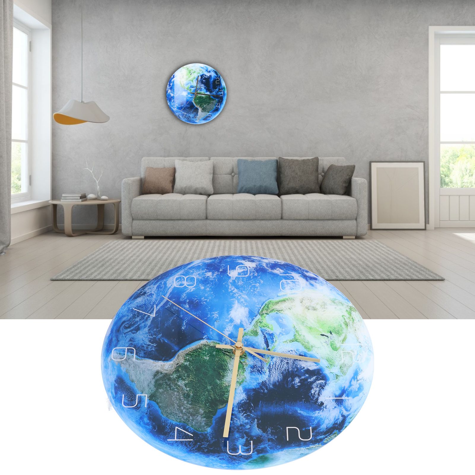 Earth Wall Clock Acrylic Silent Movement Accurate Cutting Stable Non Ticking view 12
