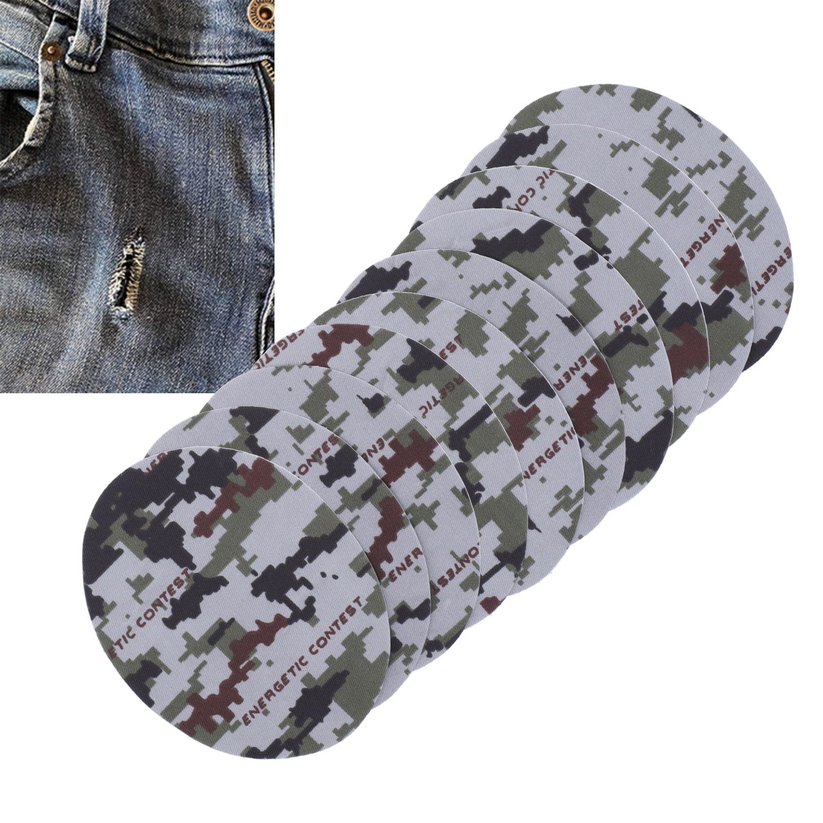 10PCS Camouflage Clothes Patches Clothing Repair Decorating Kit for Pants Down view 11
