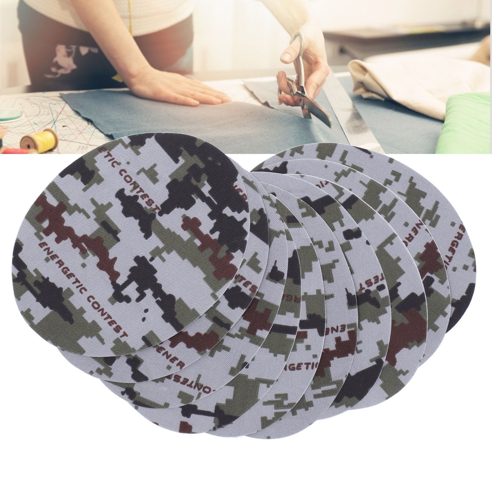 10PCS Camouflage Clothes Patches Clothing Repair Decorating Kit for Pants Down view 12