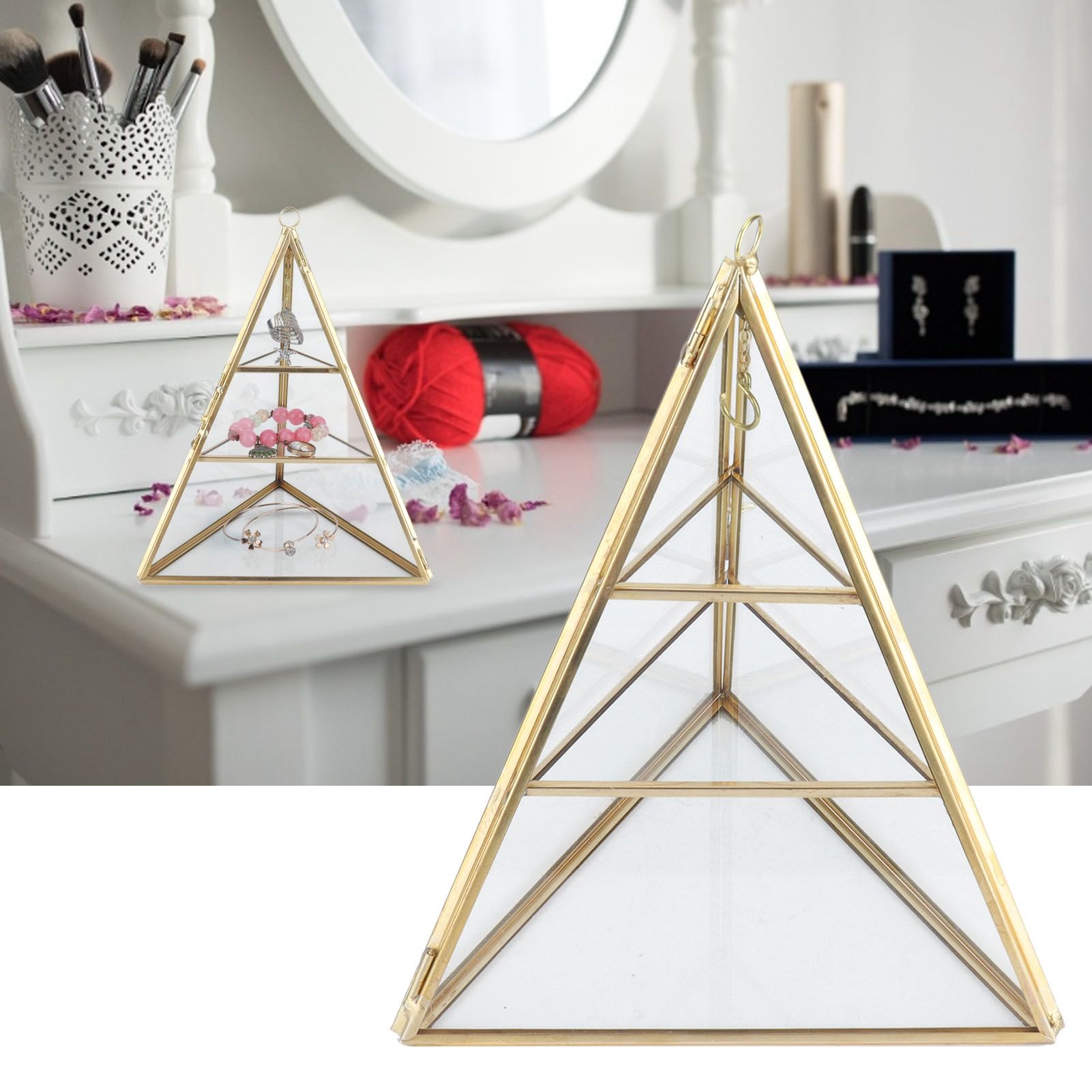 Jewelry Storage Rack Pyramid Shape 3 Layers Decorative Display Stand for view 11