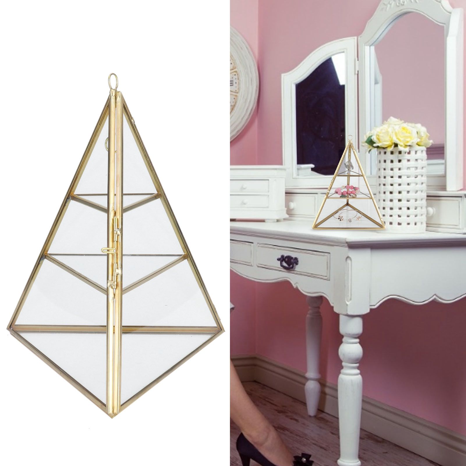 Jewelry Storage Rack Pyramid Shape 3 Layers Decorative Display Stand for view 12
