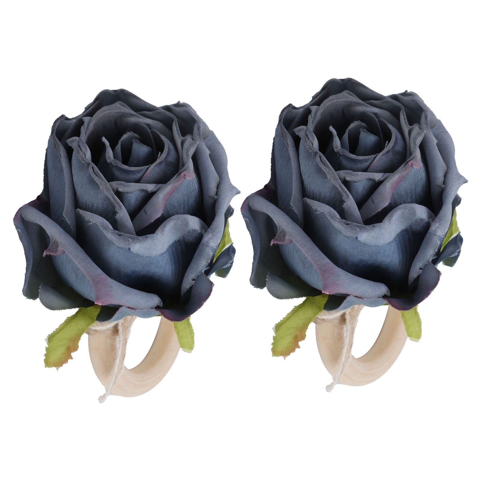2Pcs Novelty Wooden Napkin Buckle Artificial Floral Napkin Ring for Festival view 2