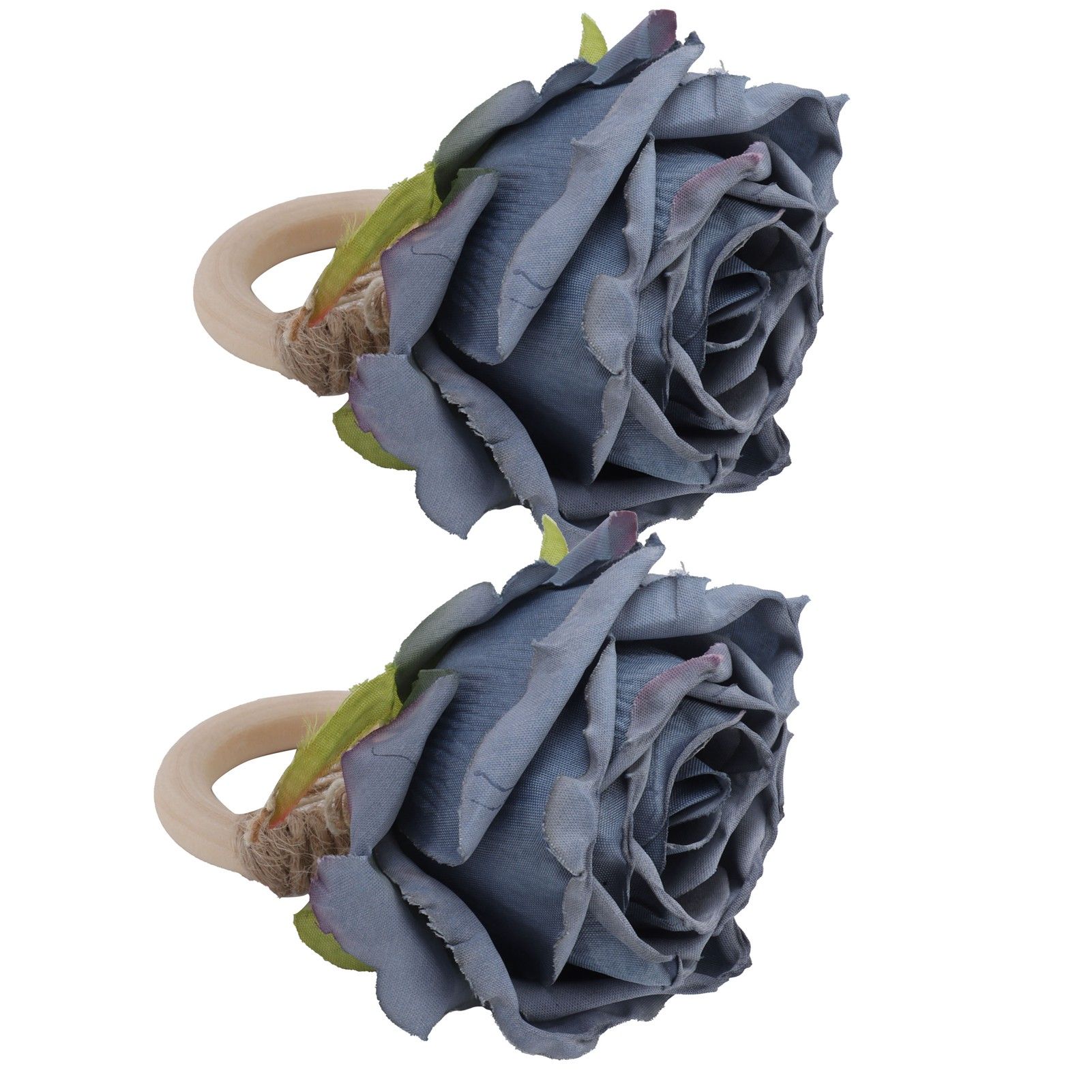 2Pcs Novelty Wooden Napkin Buckle Artificial Floral Napkin Ring for Festival view 7