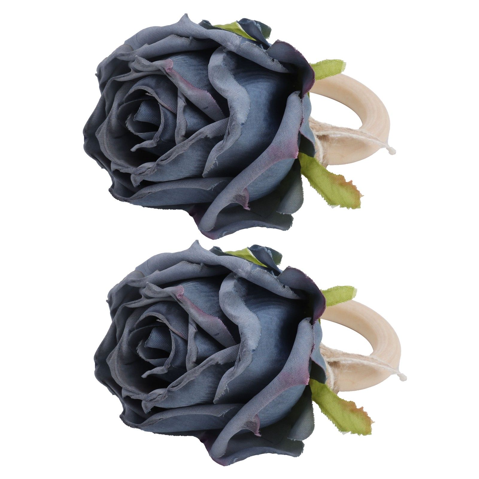 2Pcs Novelty Wooden Napkin Buckle Artificial Floral Napkin Ring for Festival view 8