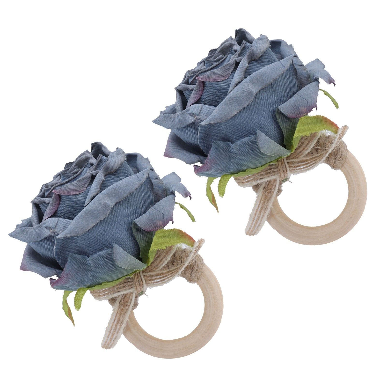 2Pcs Novelty Wooden Napkin Buckle Artificial Floral Napkin Ring for Festival view 10