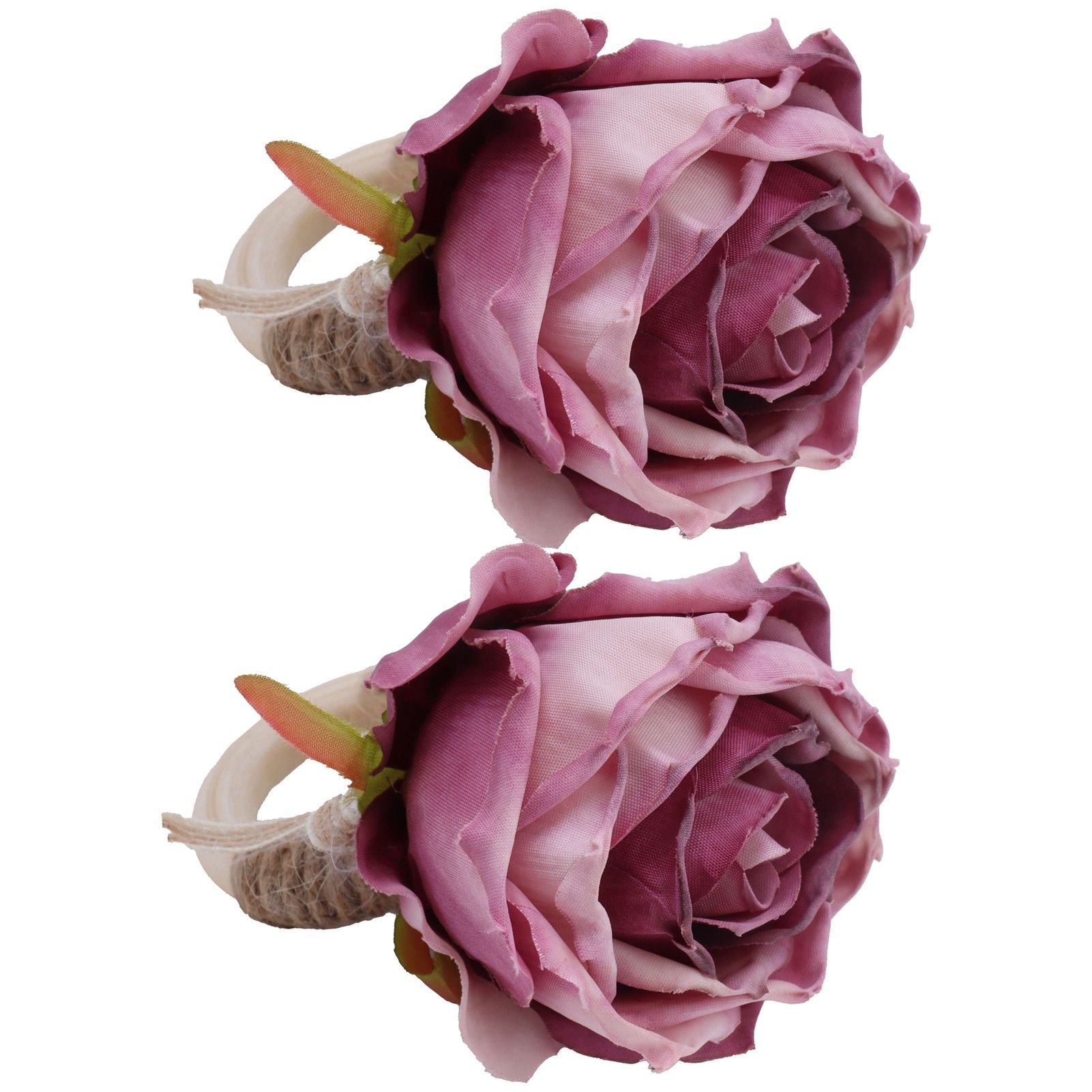 2Pcs Novelty Wooden Napkin Buckle Artificial Floral Napkin Ring for Festival view 3