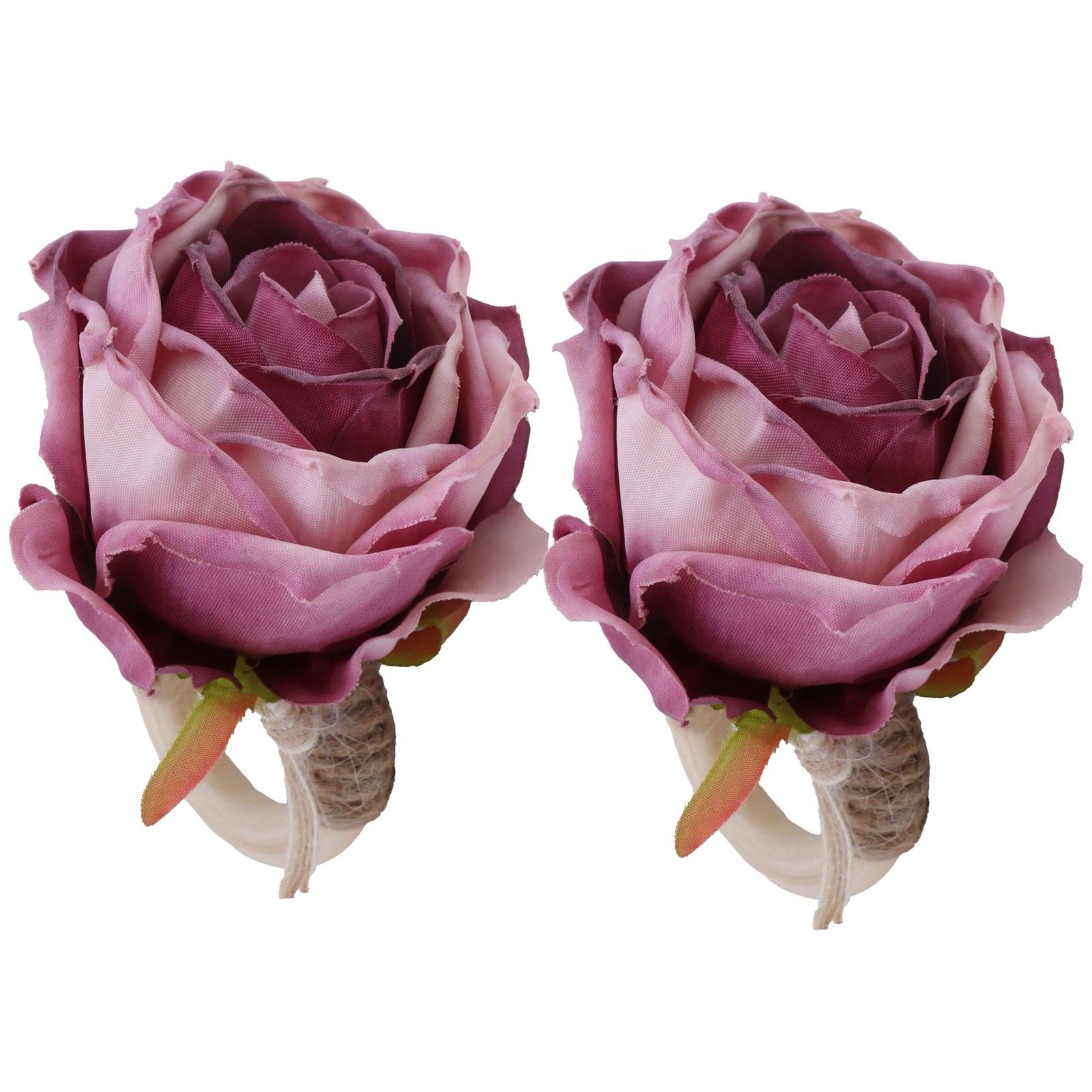 2Pcs Novelty Wooden Napkin Buckle Artificial Floral Napkin Ring for Festival view 6