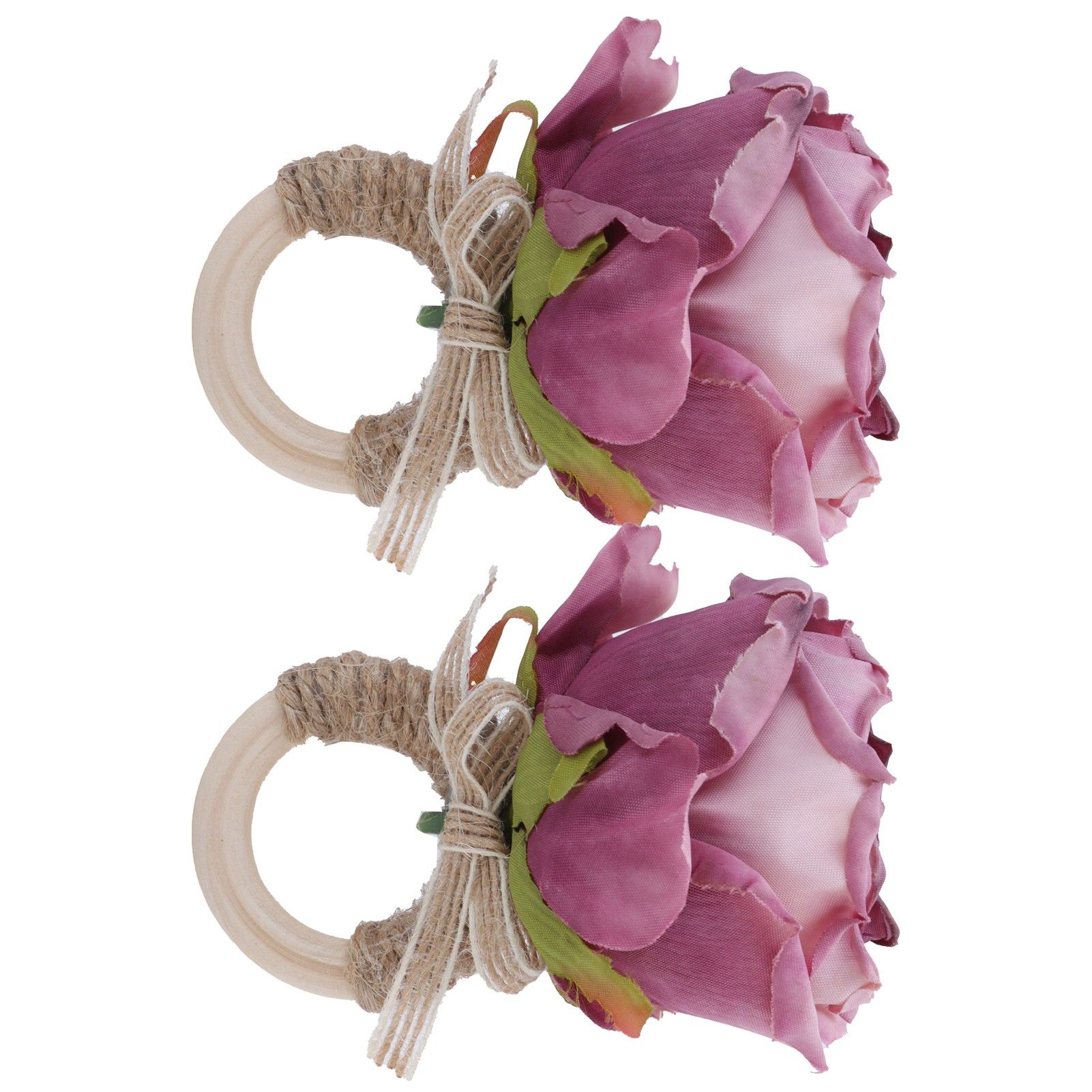 2Pcs Novelty Wooden Napkin Buckle Artificial Floral Napkin Ring for Festival view 9