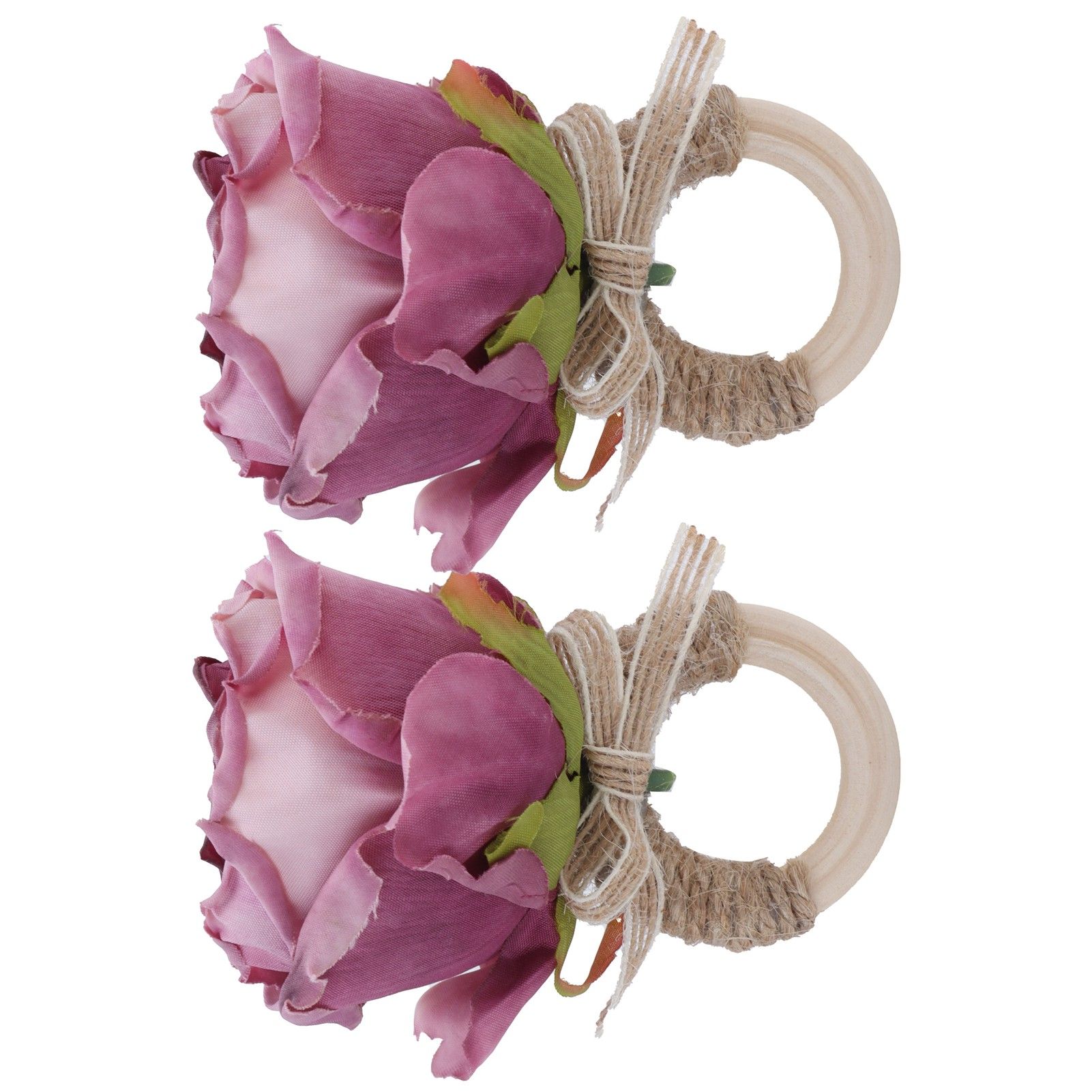 2Pcs Novelty Wooden Napkin Buckle Artificial Floral Napkin Ring for Festival view 10