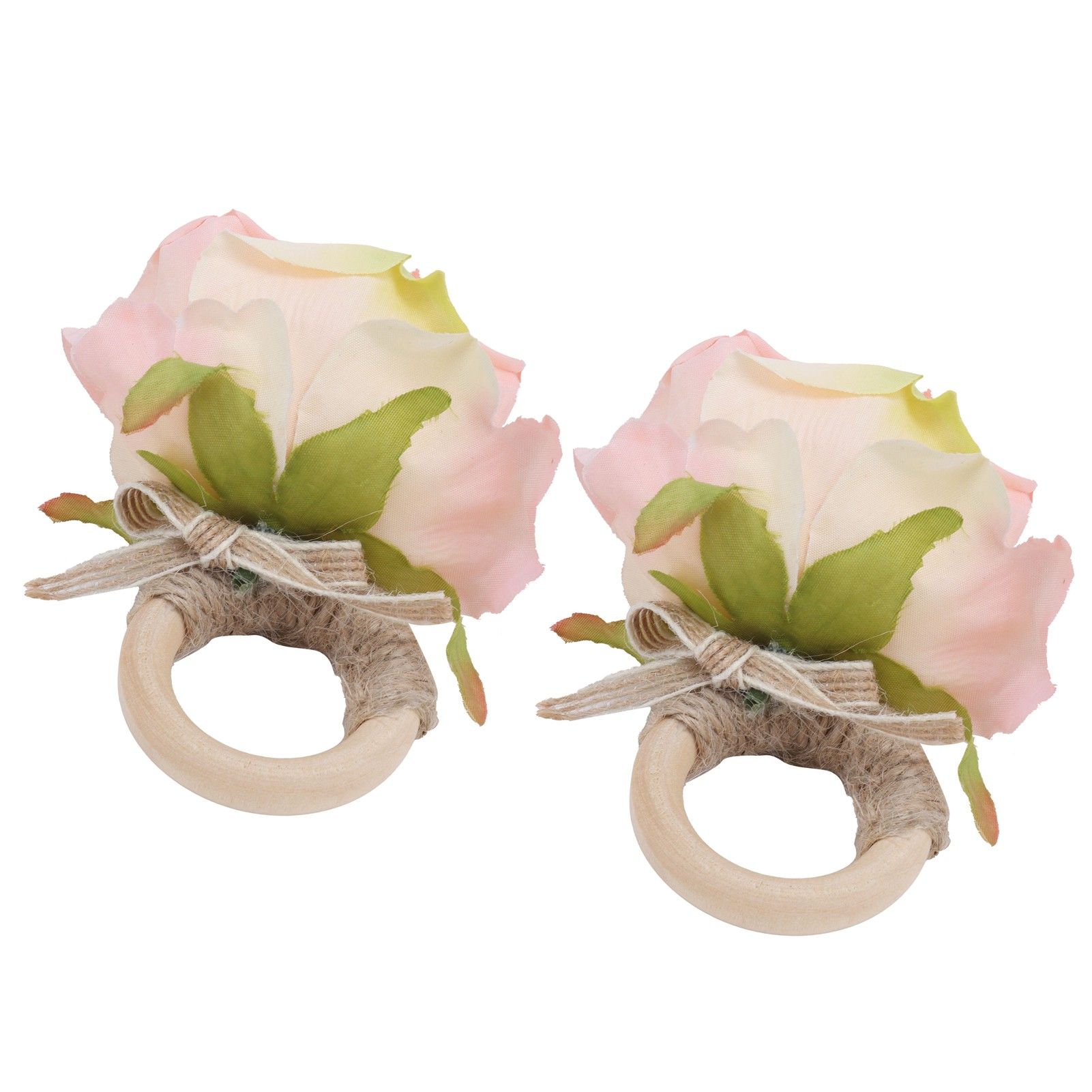 2Pcs Novelty Wooden Napkin Buckle Artificial Floral Napkin Ring for Festival view 7
