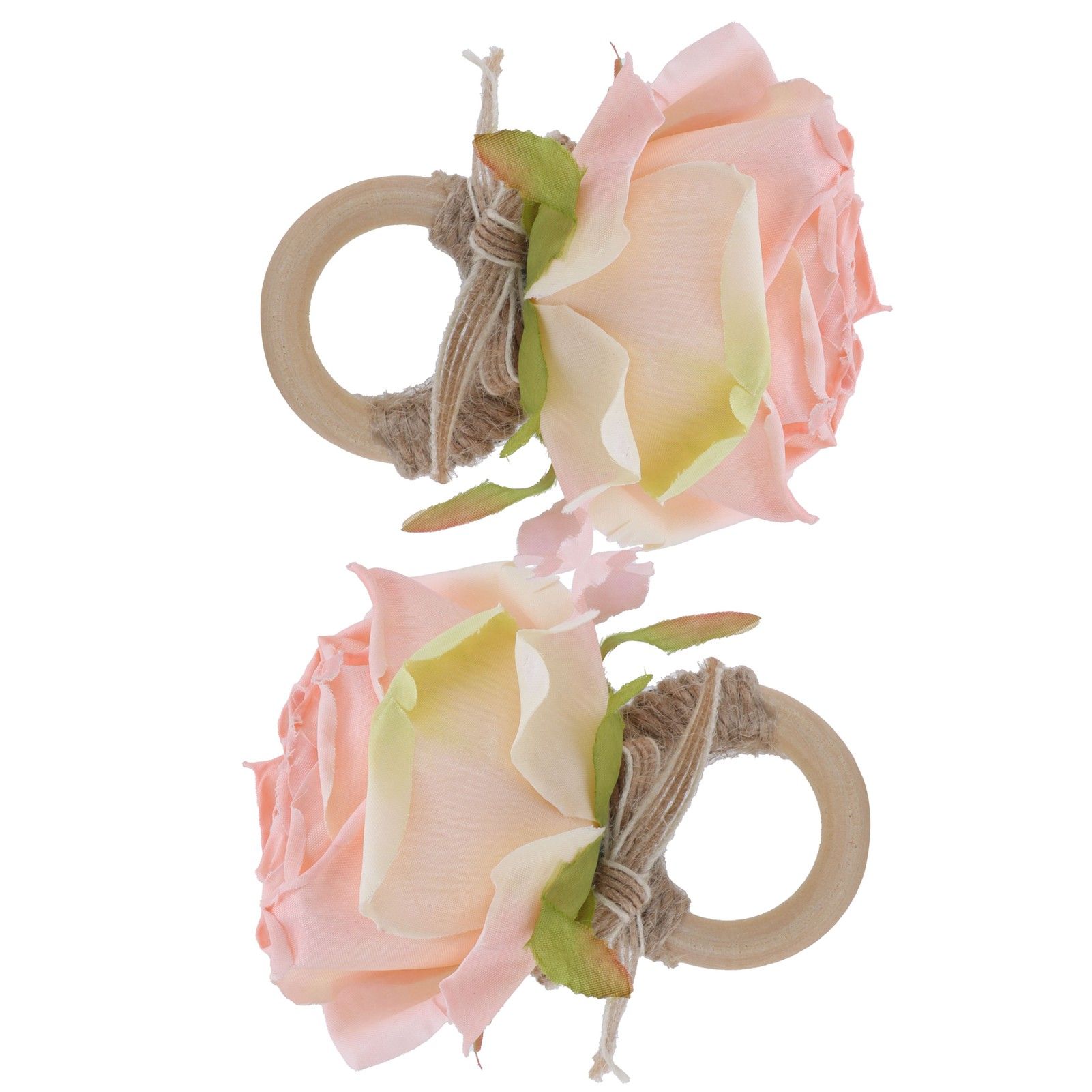 2Pcs Novelty Wooden Napkin Buckle Artificial Floral Napkin Ring for Festival view 9