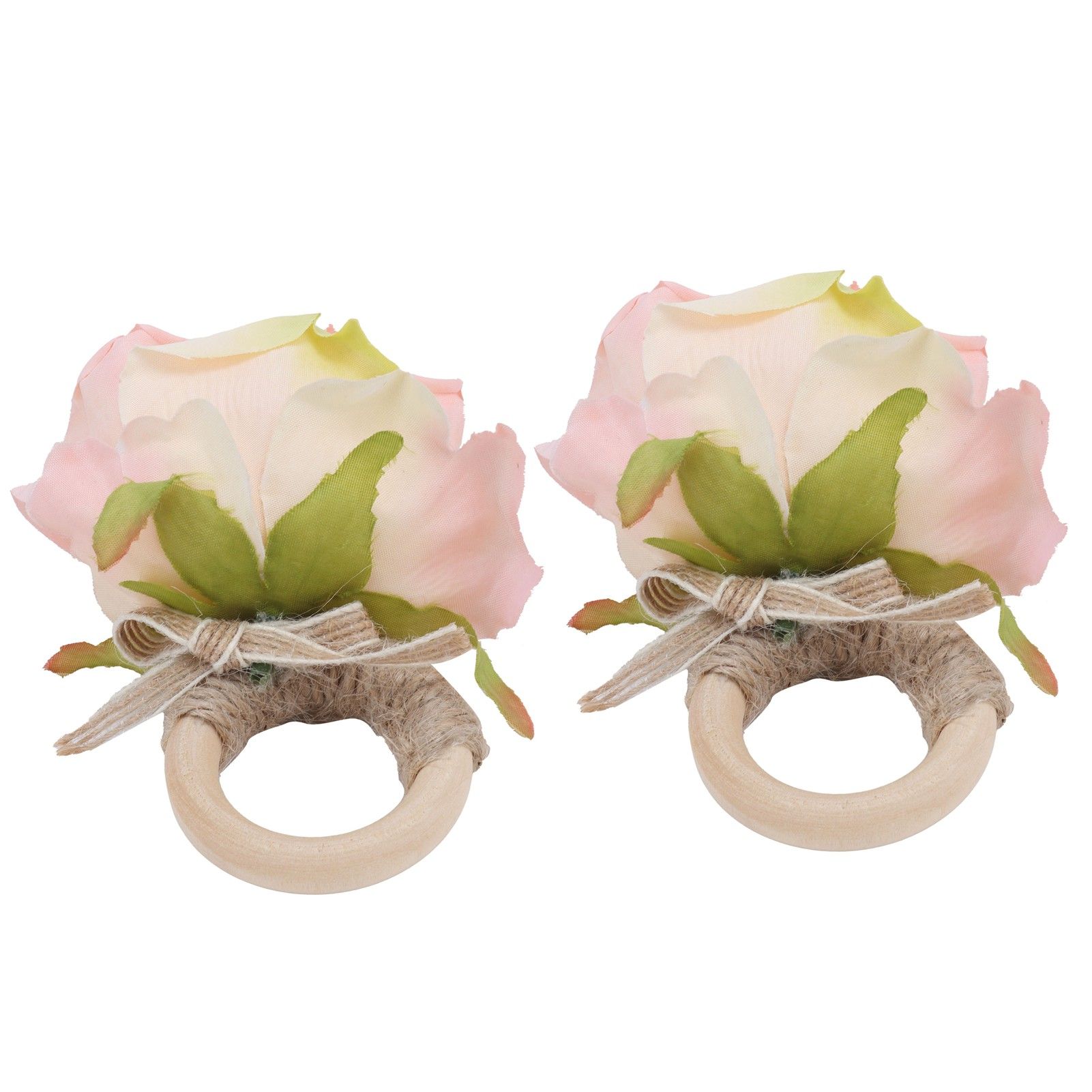 2Pcs Novelty Wooden Napkin Buckle Artificial Floral Napkin Ring for Festival view 10