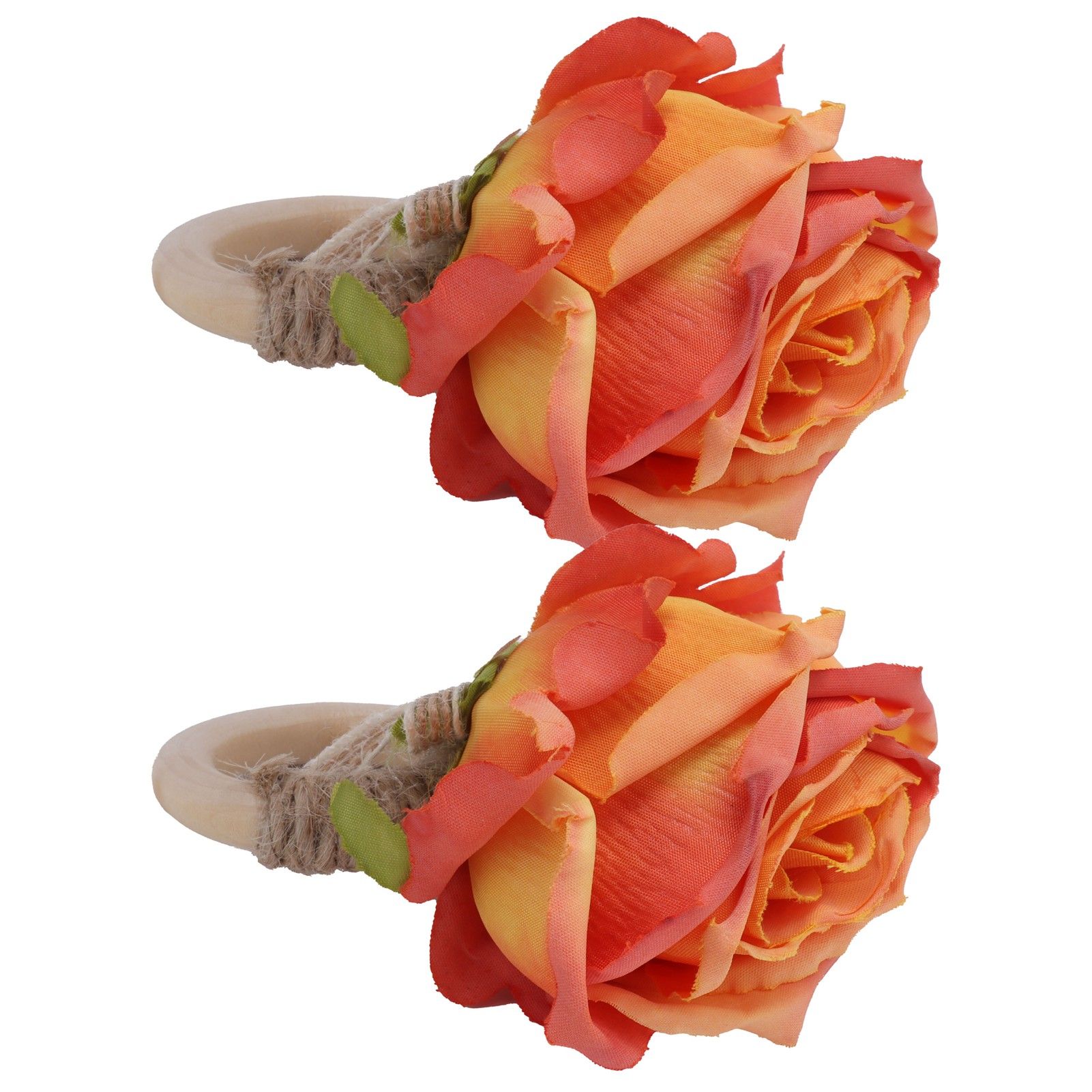 2Pcs Novelty Wooden Napkin Buckle Artificial Floral Napkin Ring for Festival view 3