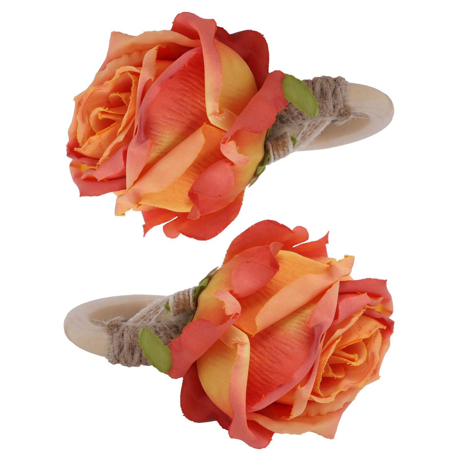 2Pcs Novelty Wooden Napkin Buckle Artificial Floral Napkin Ring for Festival view 7