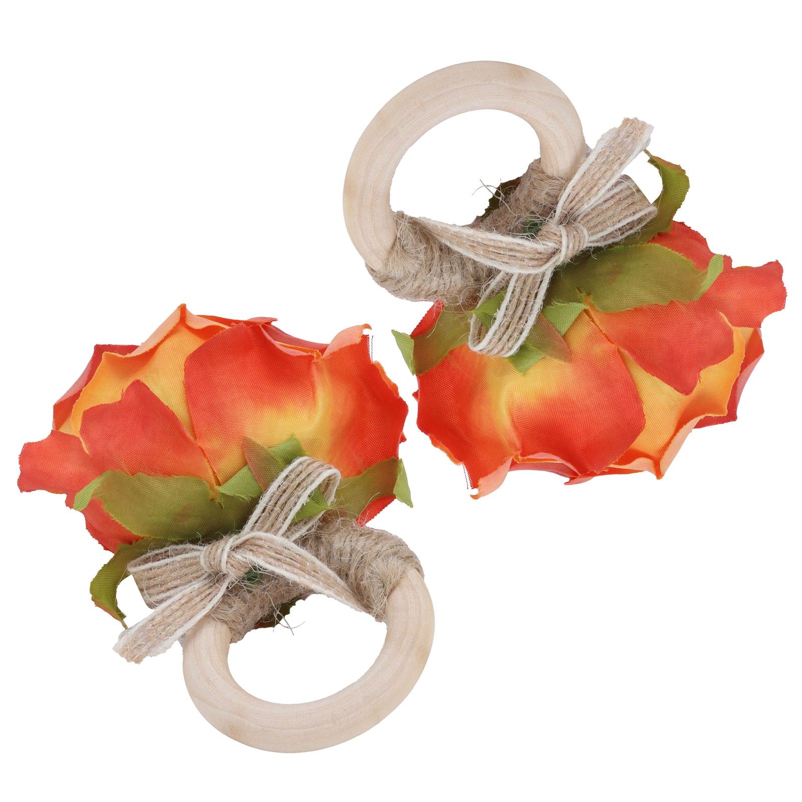 2Pcs Novelty Wooden Napkin Buckle Artificial Floral Napkin Ring for Festival view 8