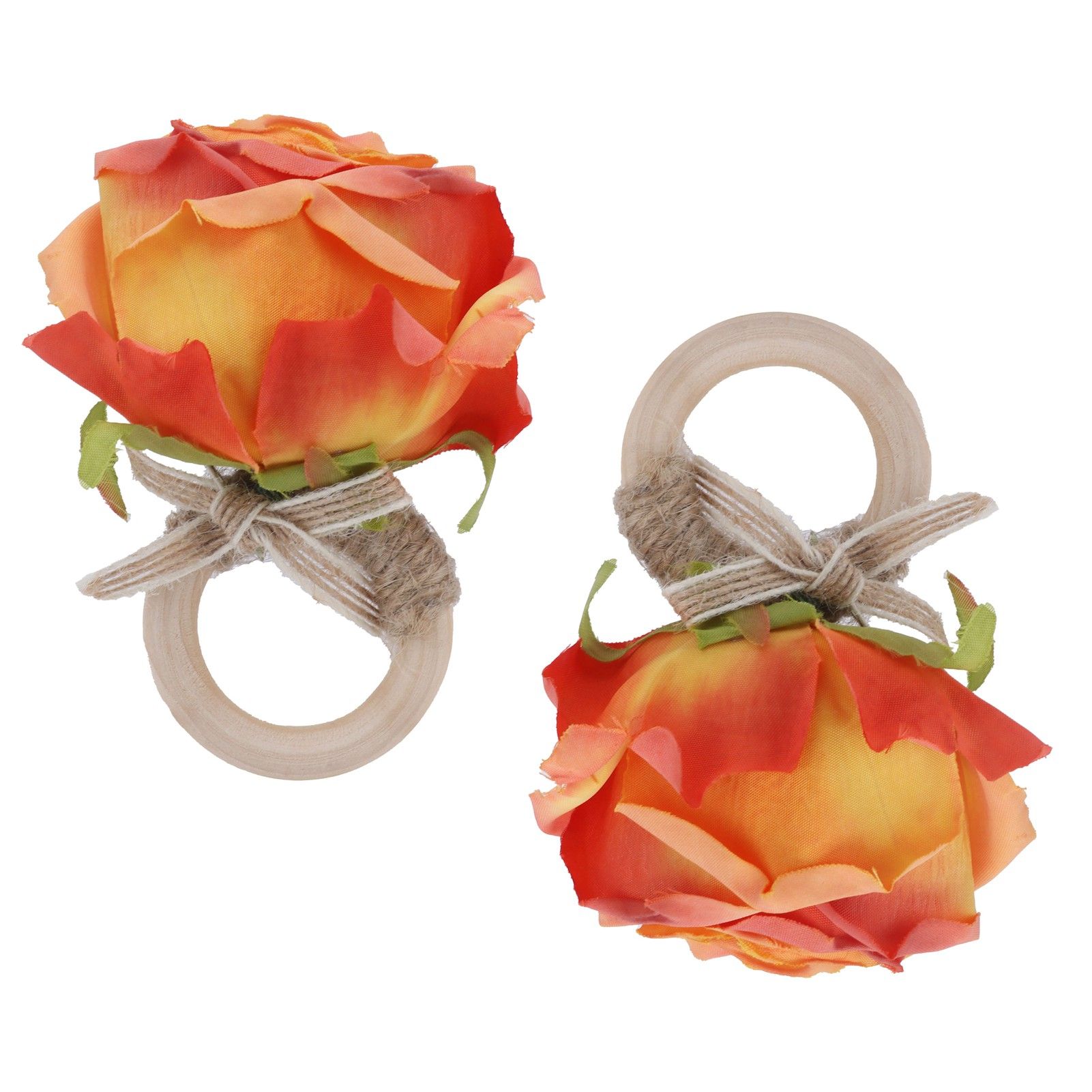 2Pcs Novelty Wooden Napkin Buckle Artificial Floral Napkin Ring for Festival view 9