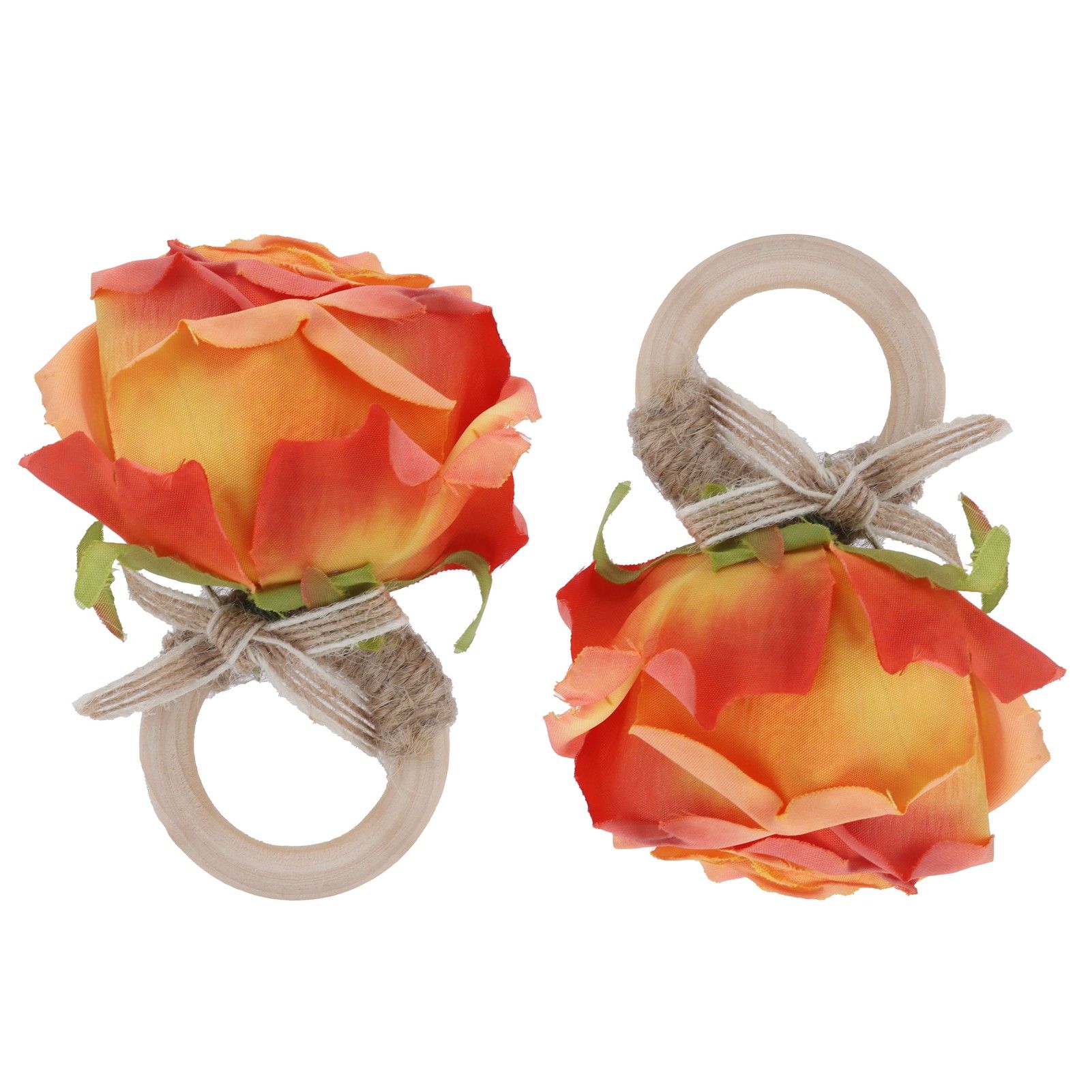 2Pcs Novelty Wooden Napkin Buckle Artificial Floral Napkin Ring for Festival view 10