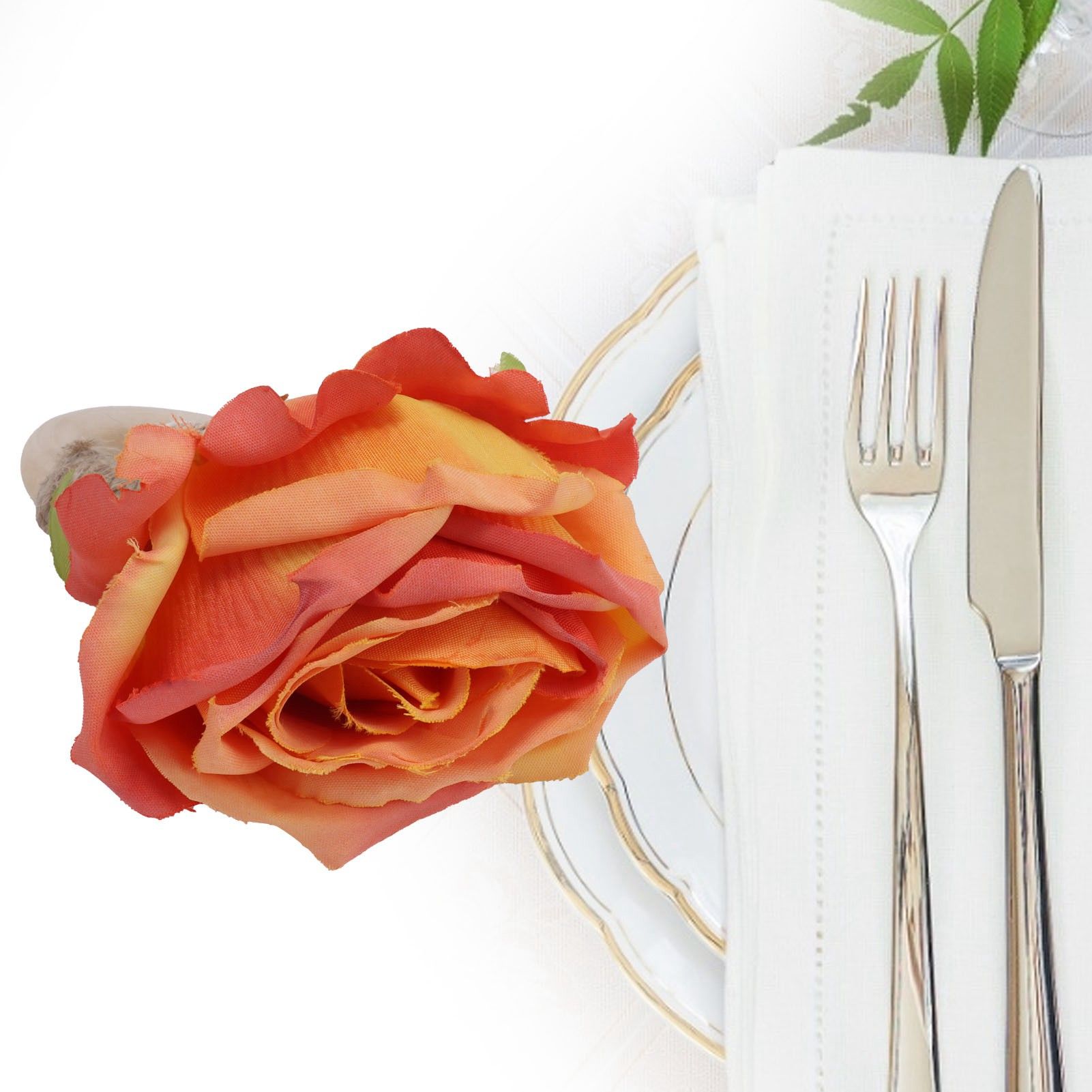 2Pcs Novelty Wooden Napkin Buckle Artificial Floral Napkin Ring for Festival view 12