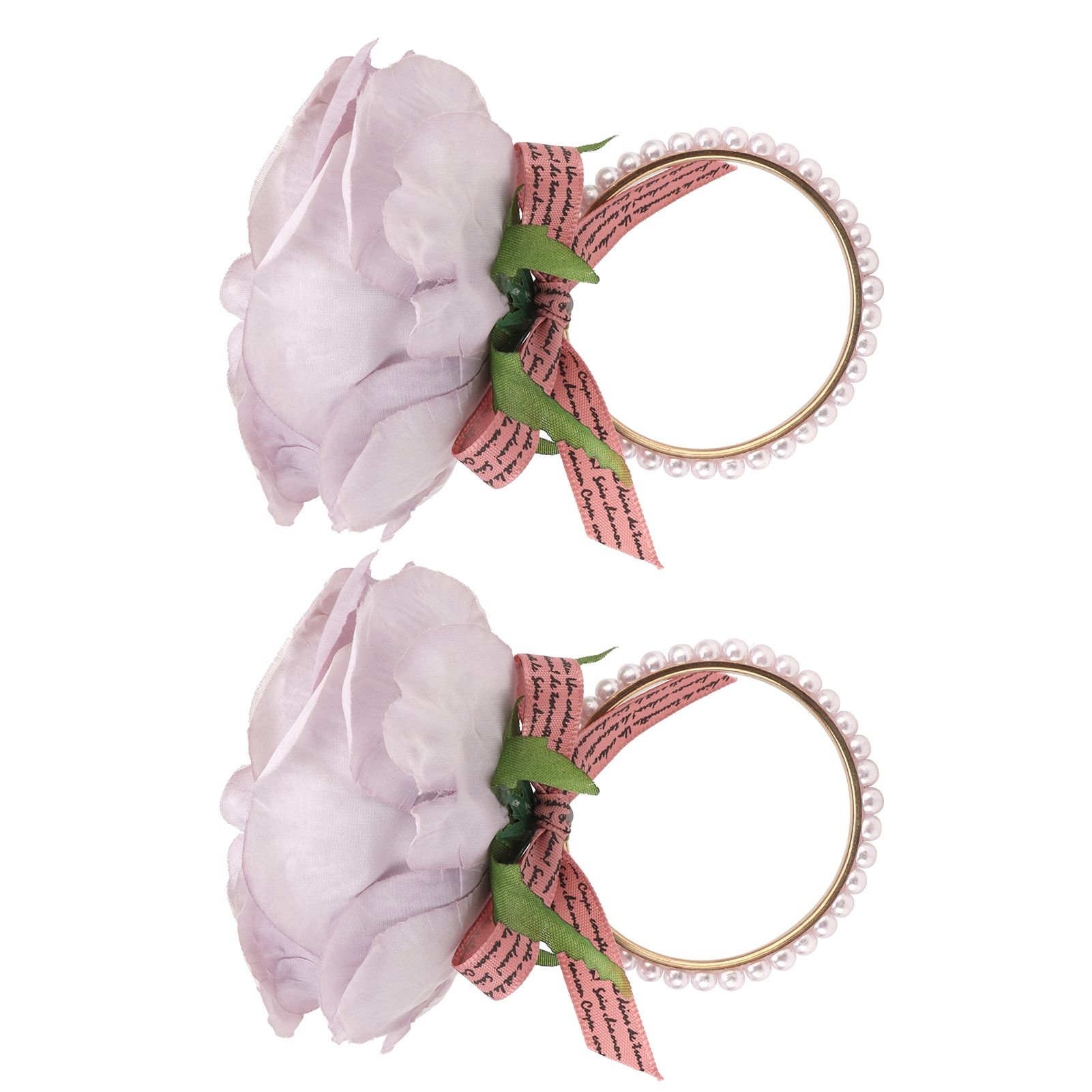 2Pcs Iron Napkin Buckle Simulation Flower Artificial Pearl Napkin Ring for view 3