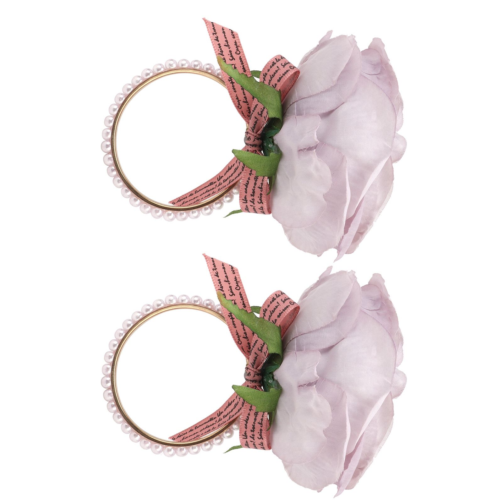 2Pcs Iron Napkin Buckle Simulation Flower Artificial Pearl Napkin Ring for view 4
