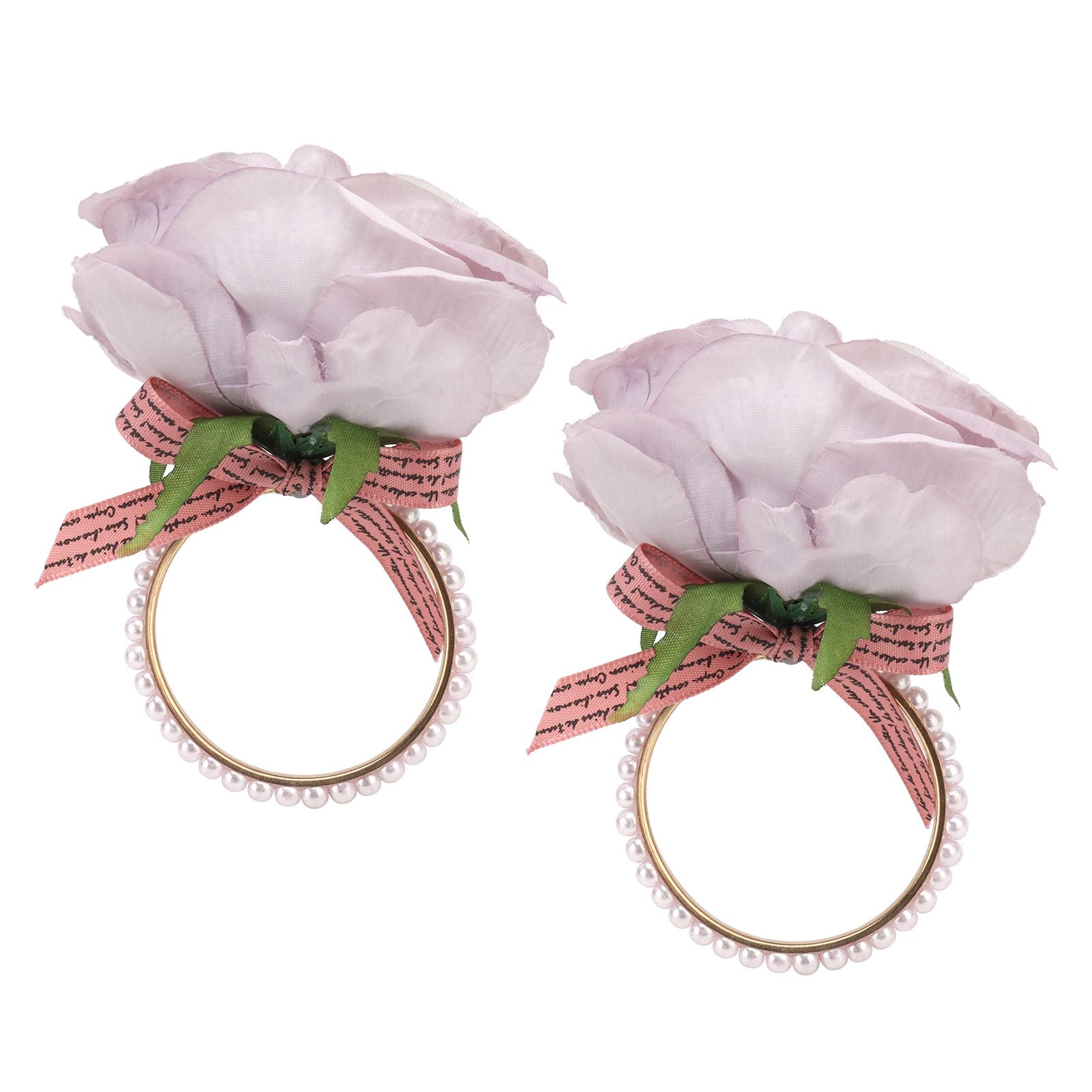 2Pcs Iron Napkin Buckle Simulation Flower Artificial Pearl Napkin Ring for view 5