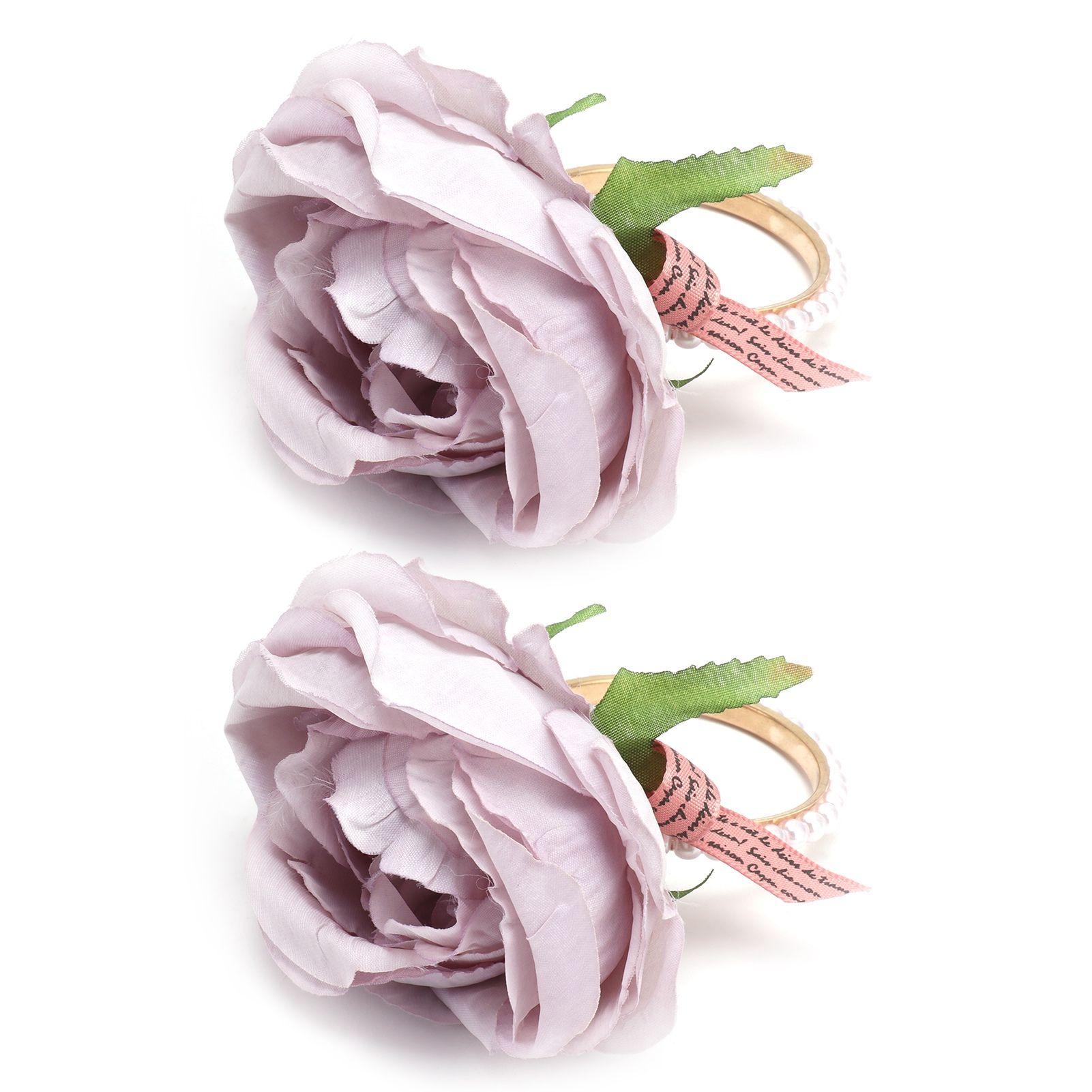 2Pcs Iron Napkin Buckle Simulation Flower Artificial Pearl Napkin Ring for view 6