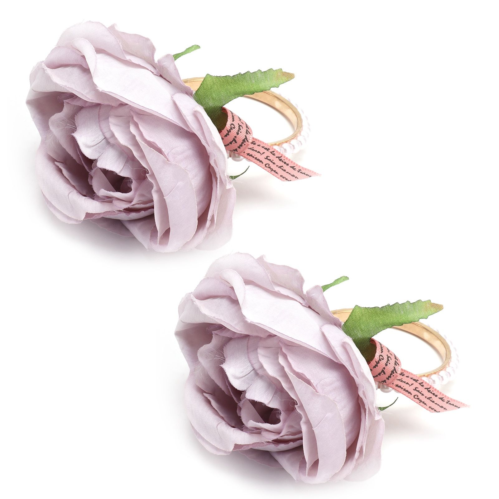 2Pcs Iron Napkin Buckle Simulation Flower Artificial Pearl Napkin Ring for view 7