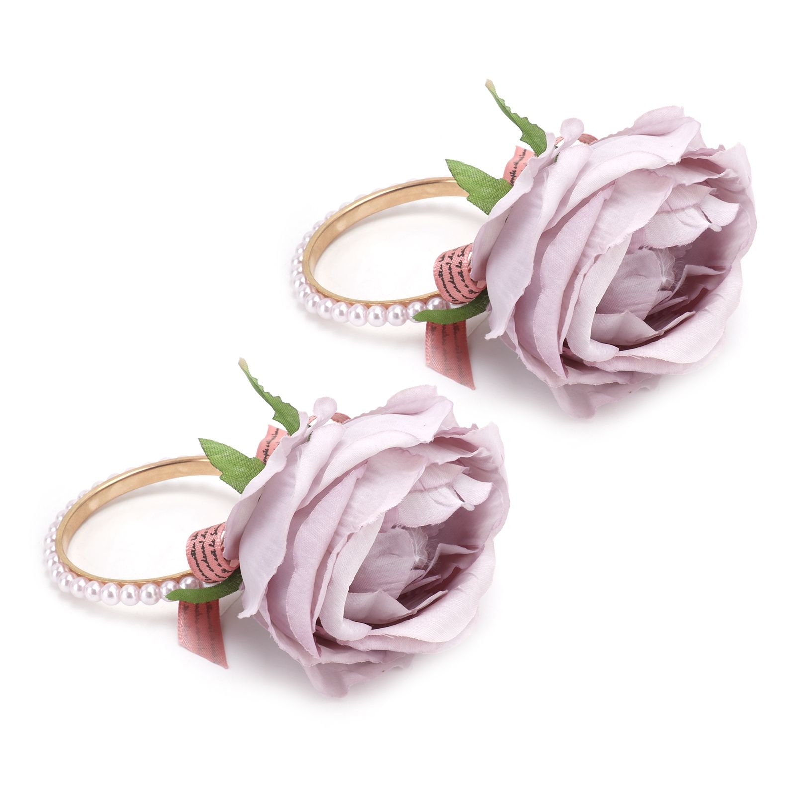 2Pcs Iron Napkin Buckle Simulation Flower Artificial Pearl Napkin Ring for view 8